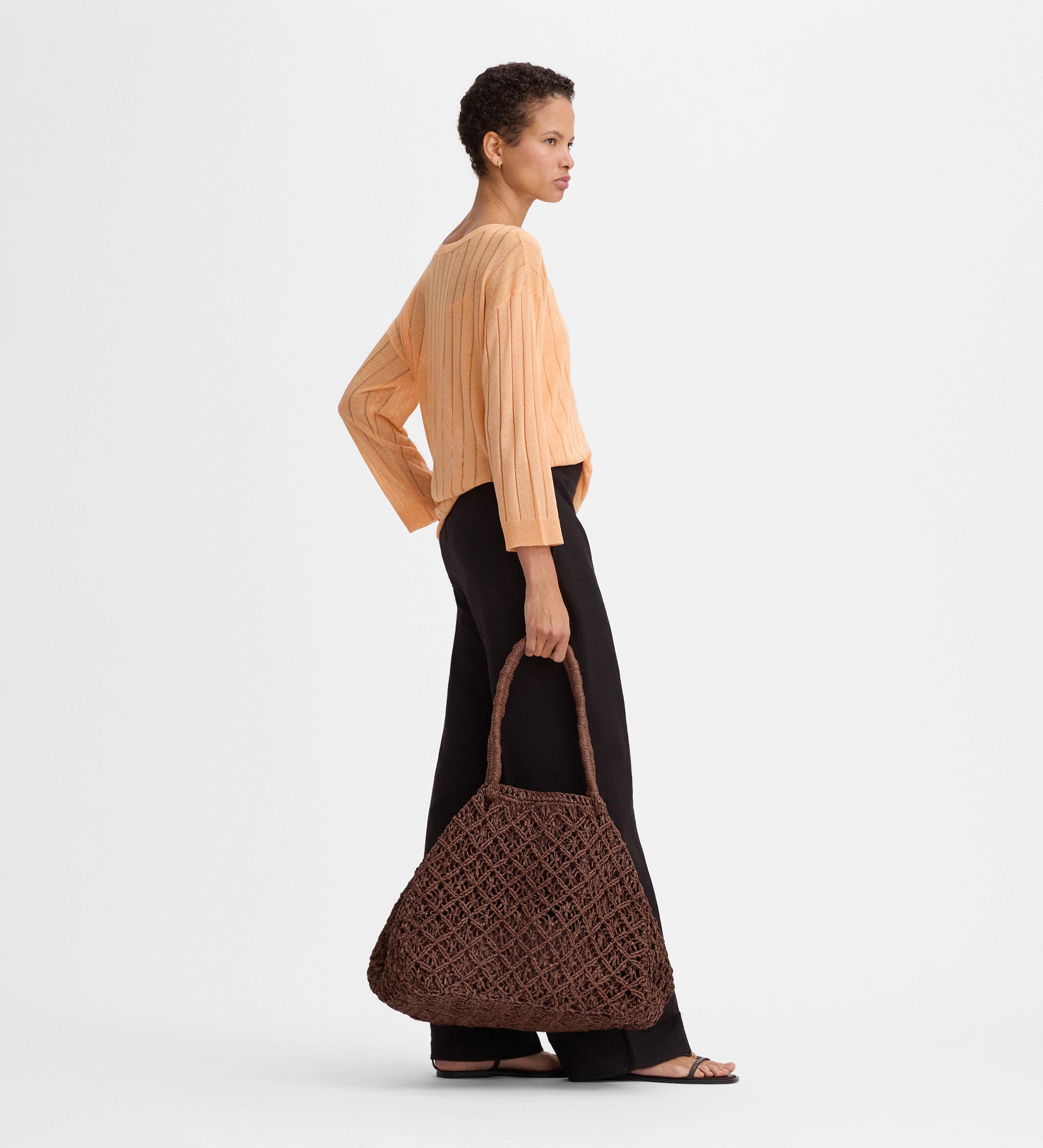 Loose-fitting openwork sweater
