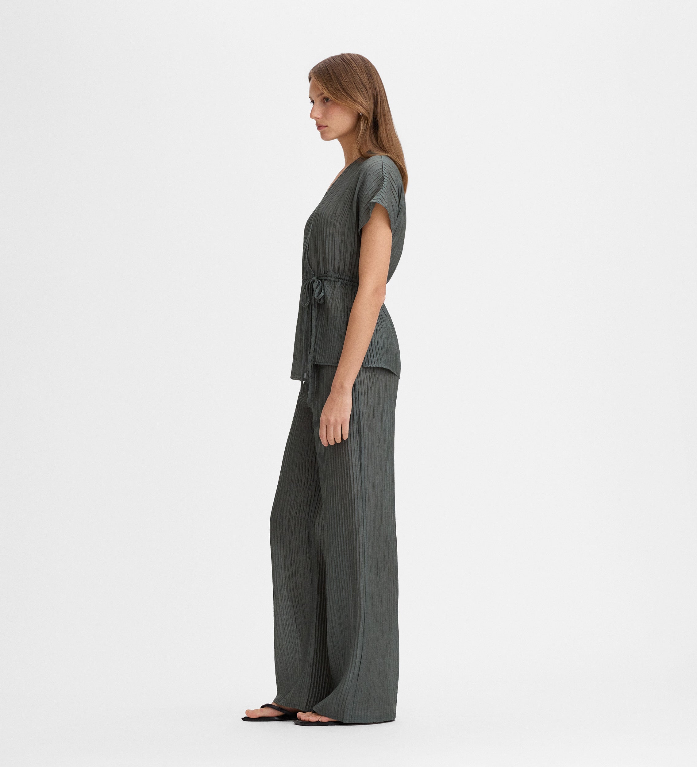 Pantalon large texturé