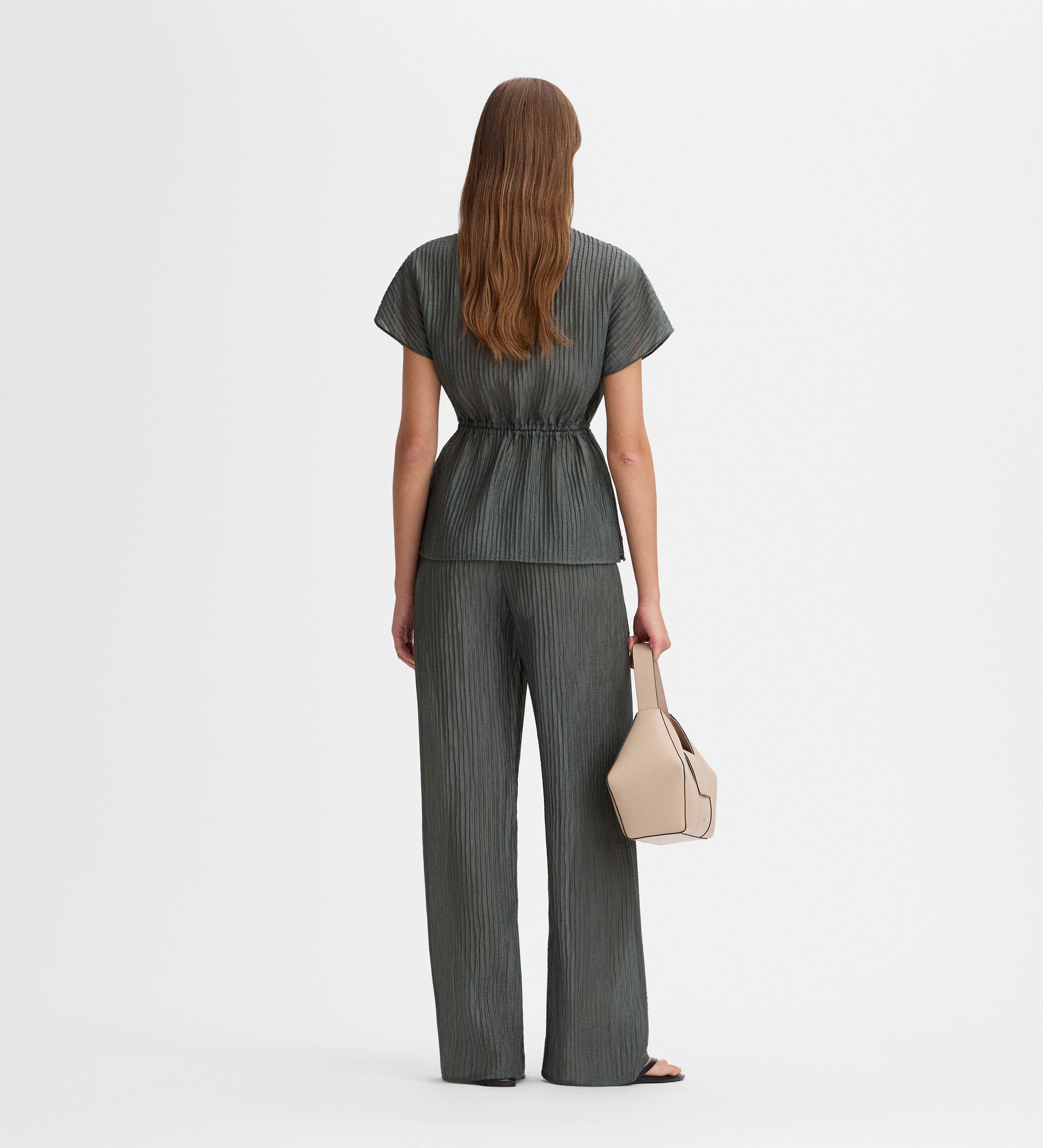 Pantalon large texturé
