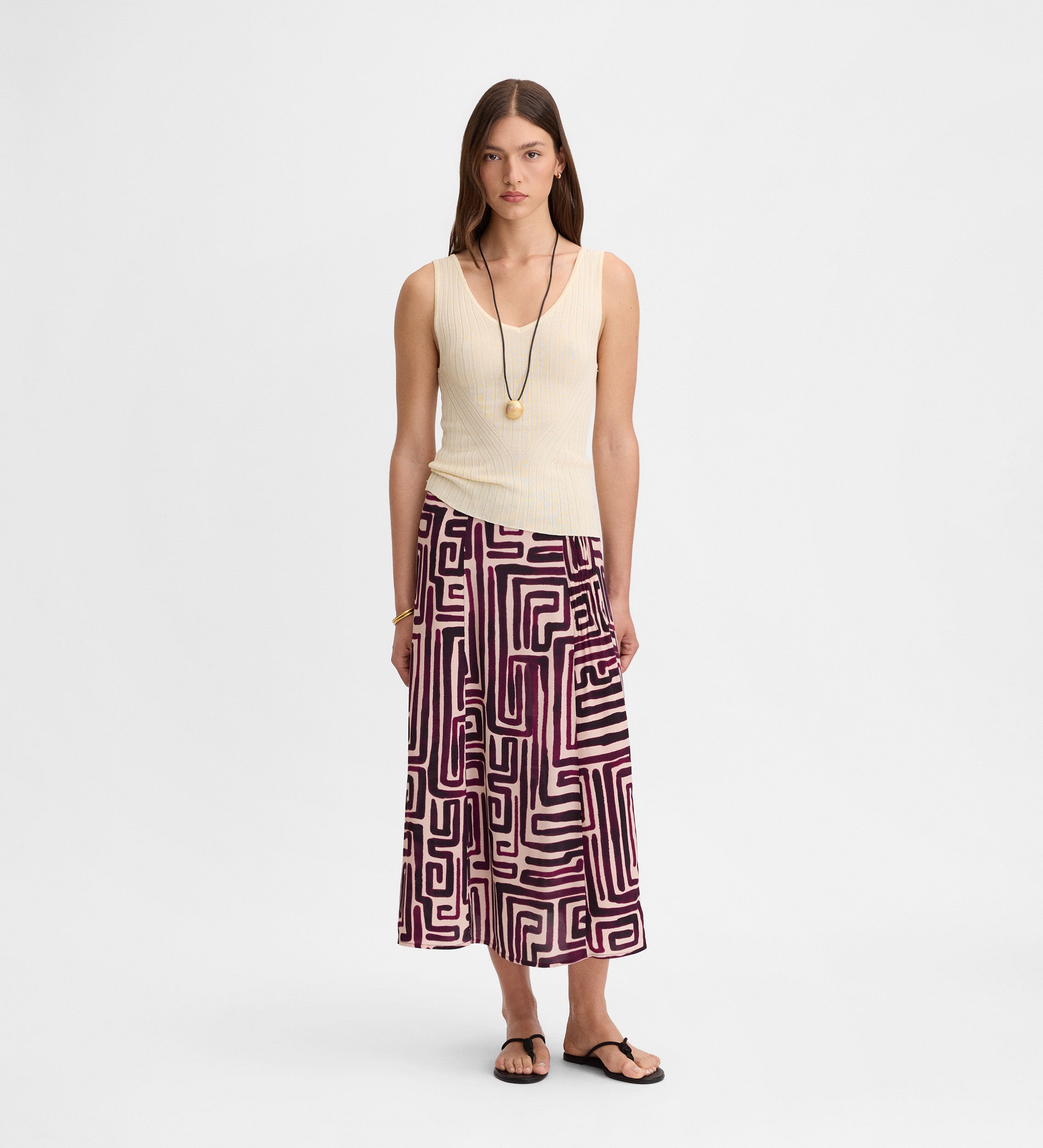 Printed midi skirt