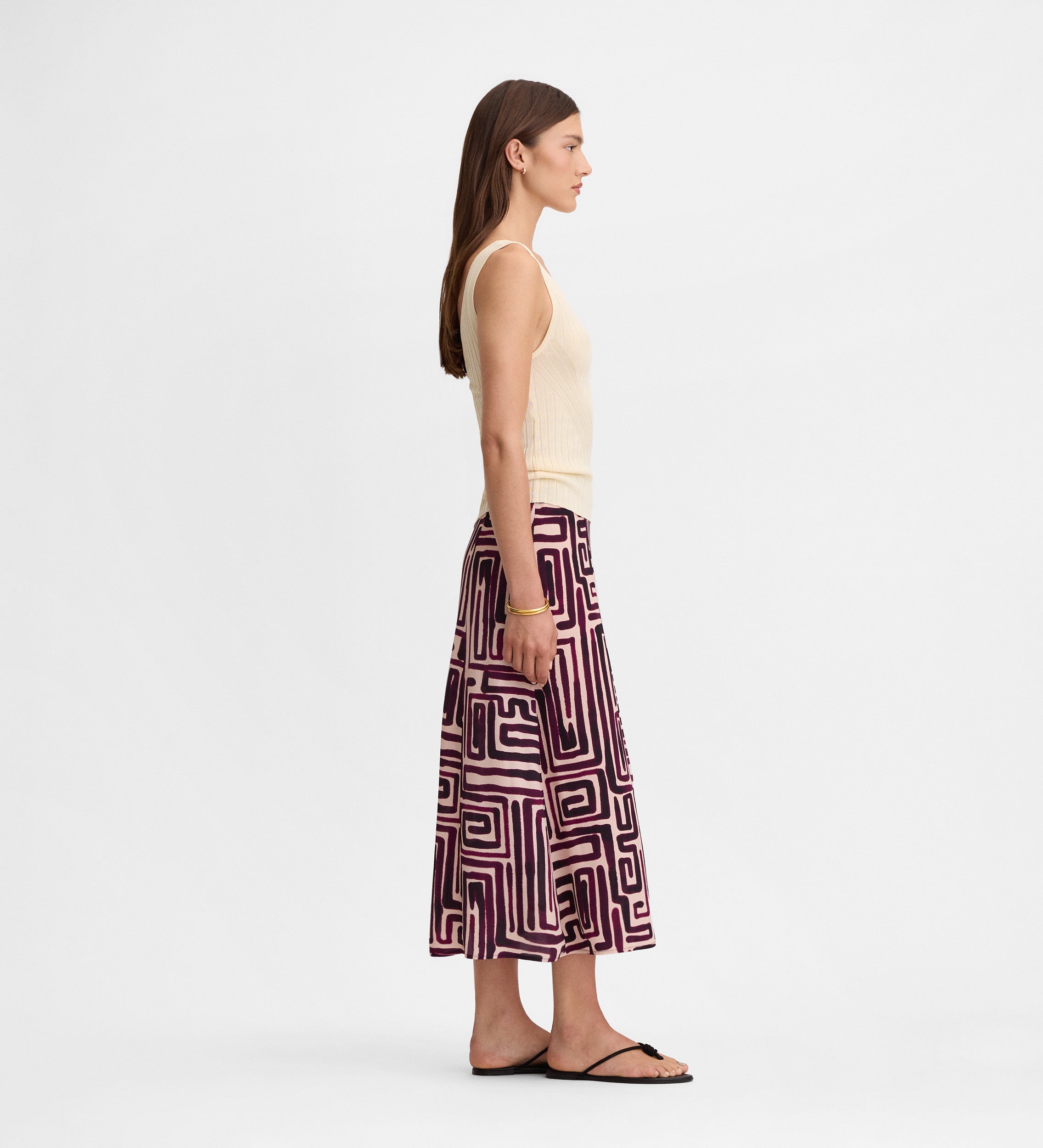 Printed midi skirt