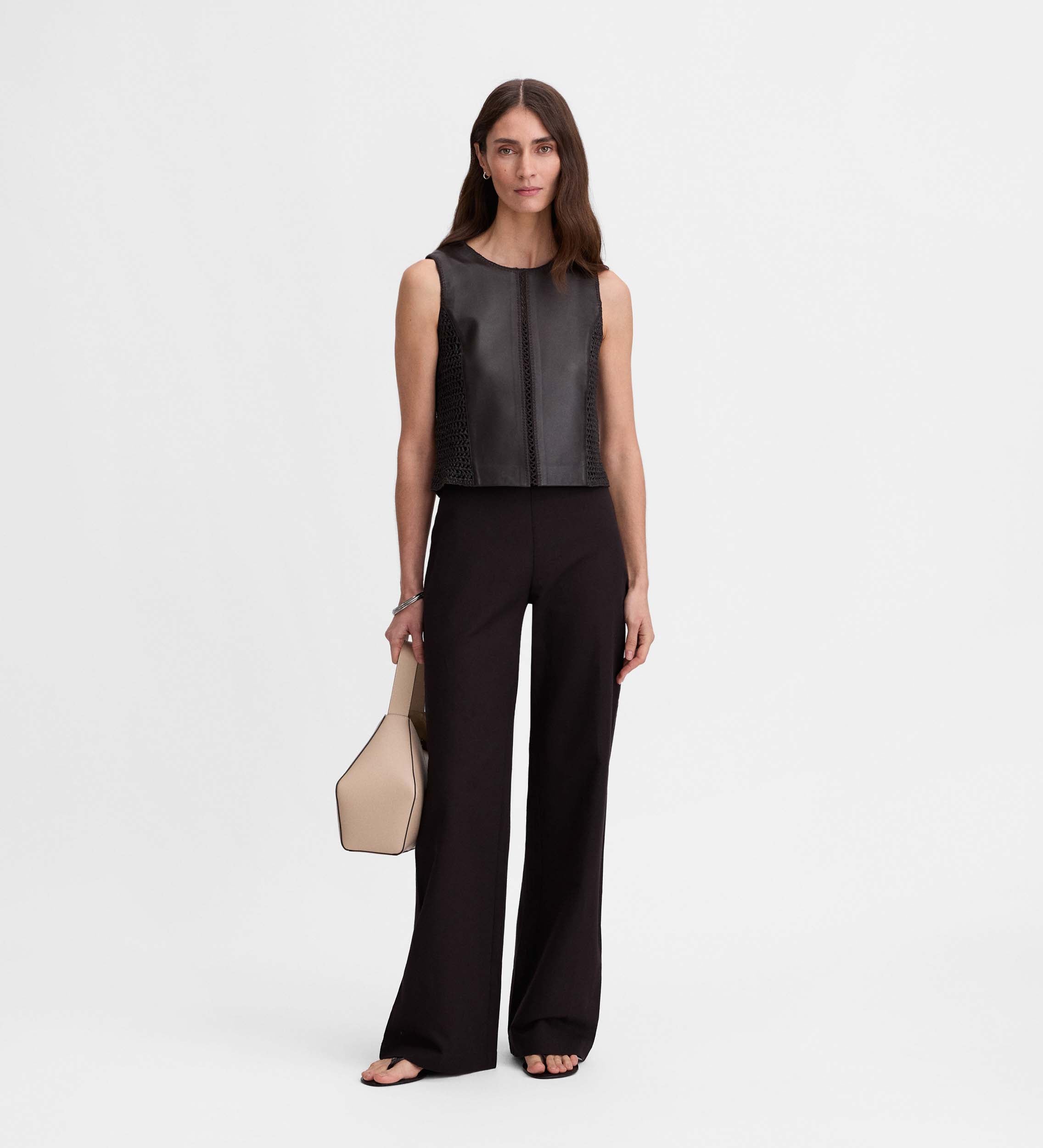 Sleeveless cropped nappa top