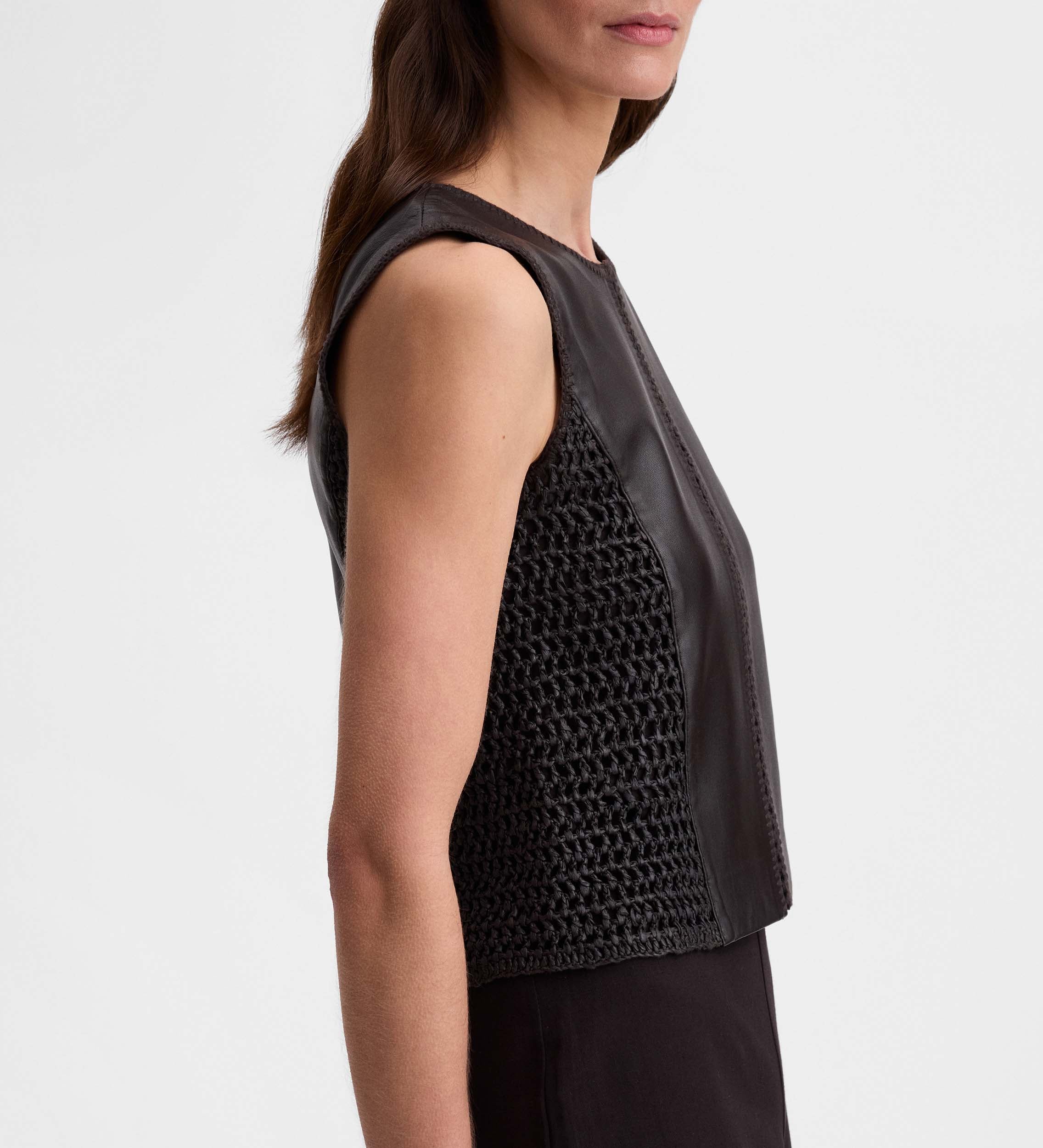 Sleeveless cropped nappa top