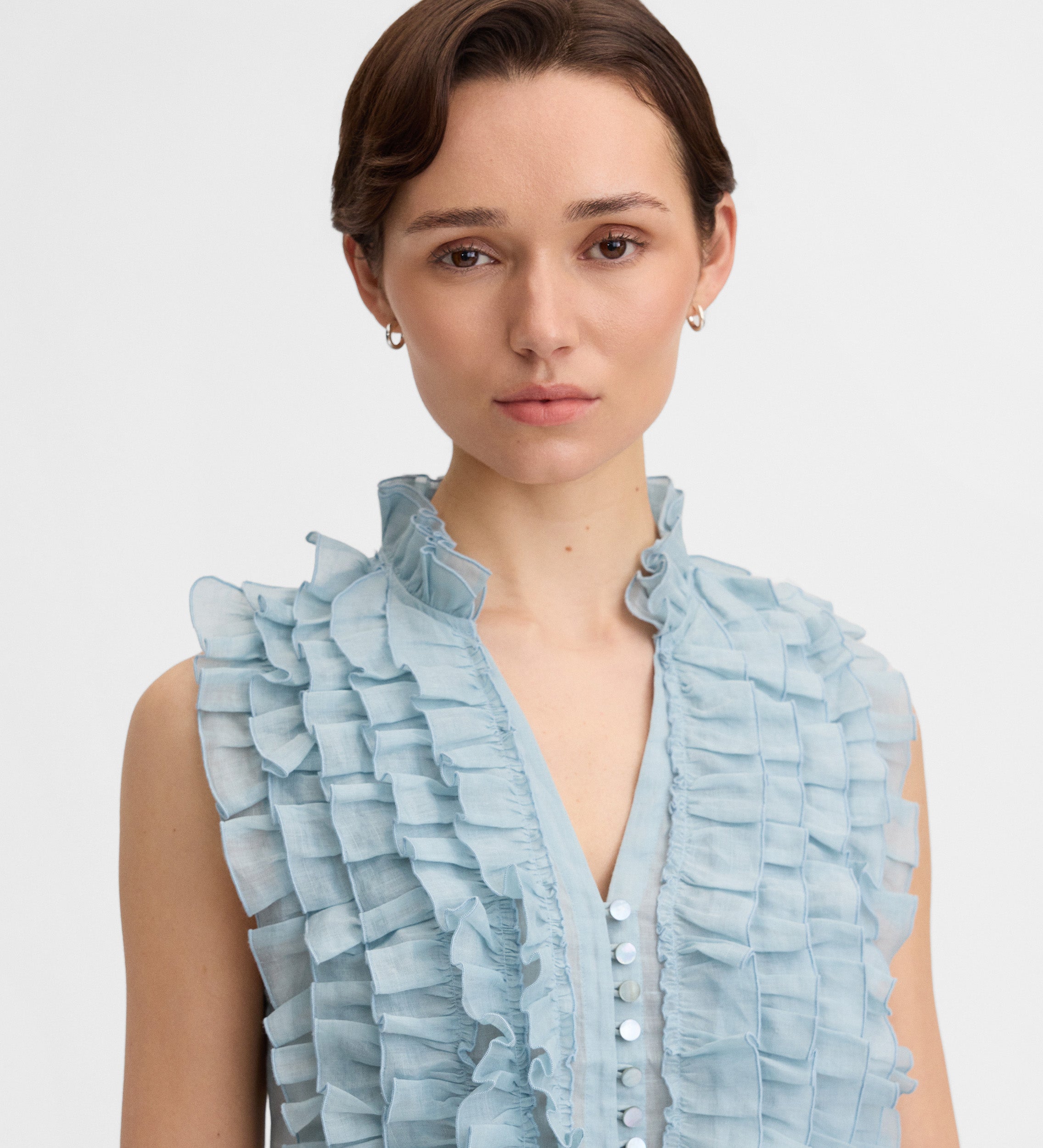Linen ruffle blouse