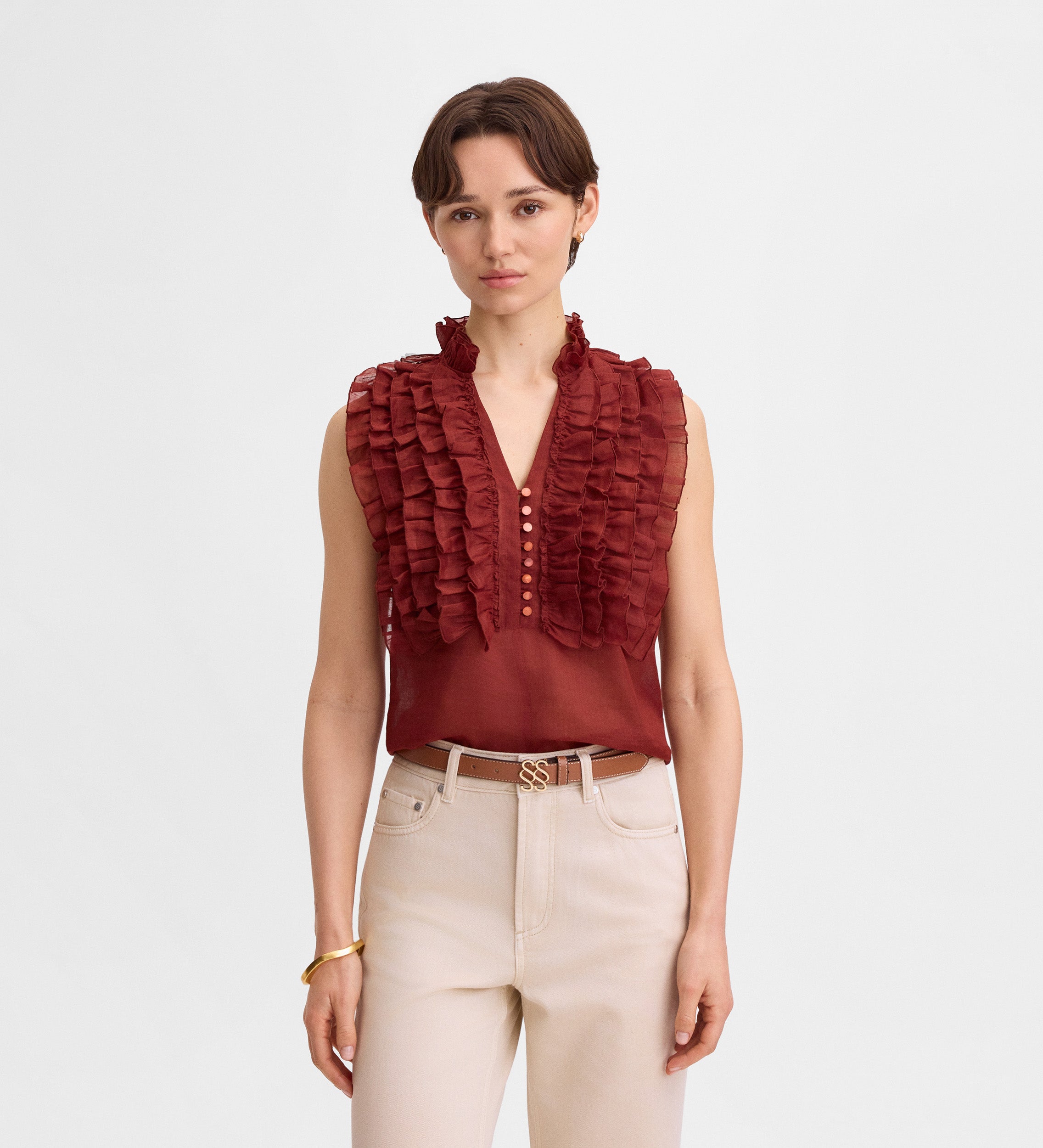 Blouse en lin volants
