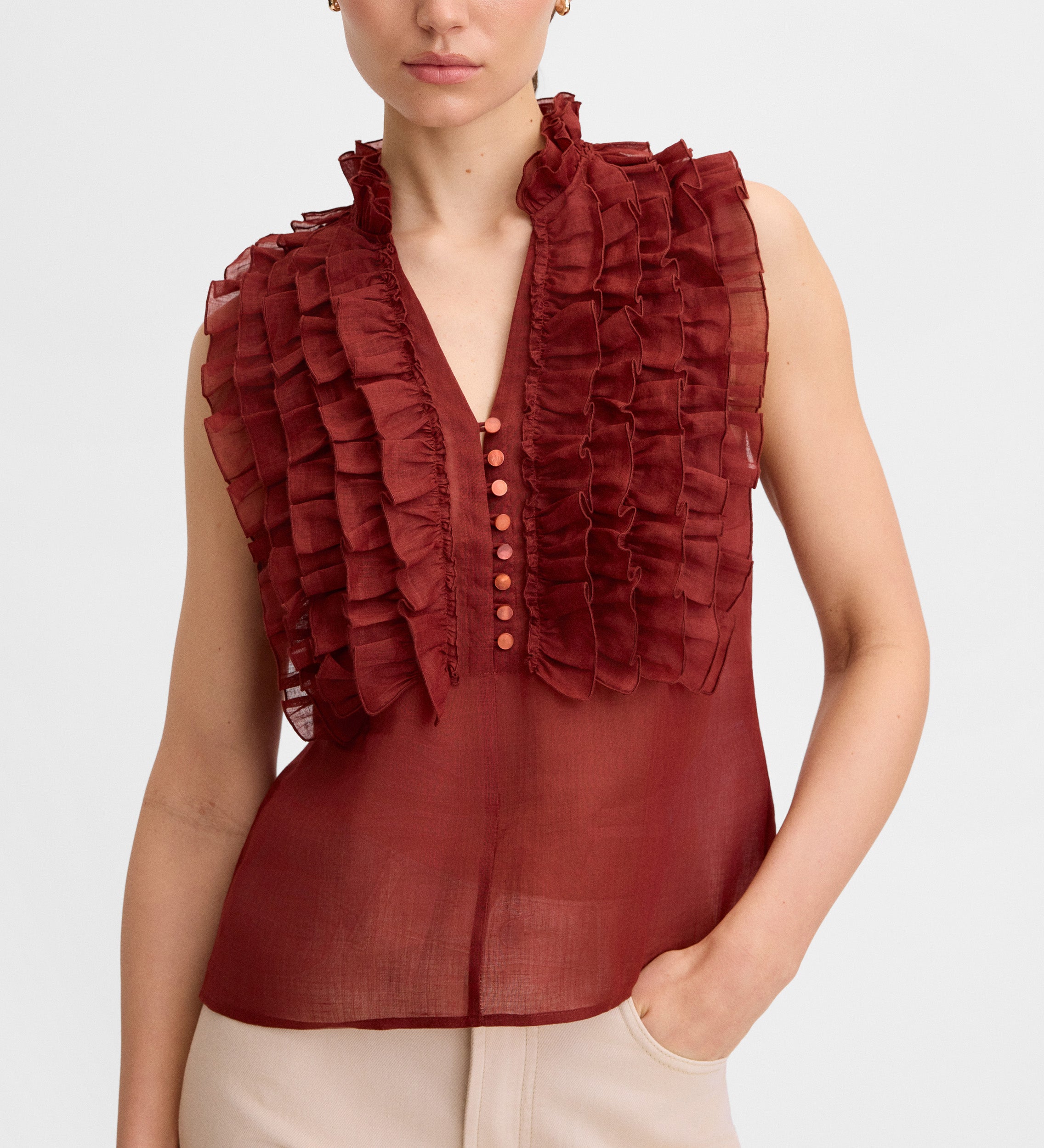 Blouse en lin volants
