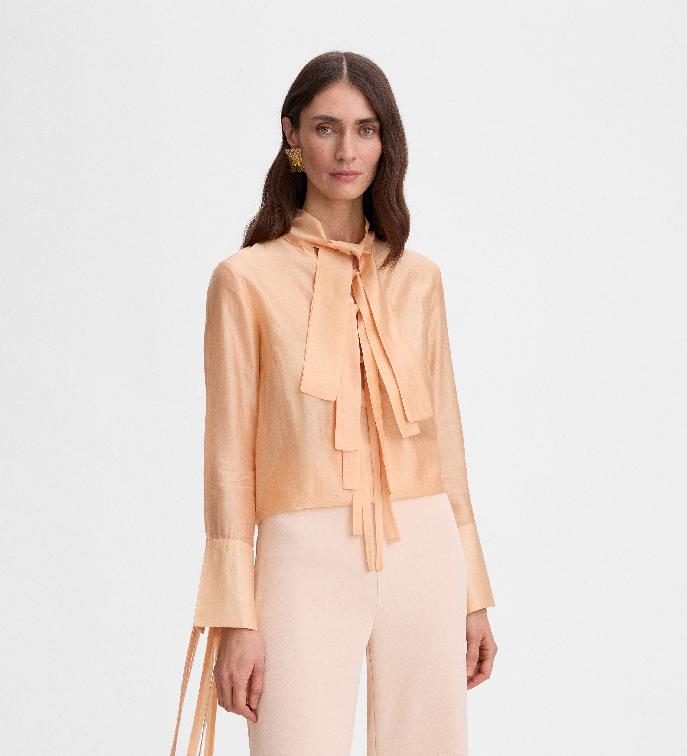 Tie-front blouse