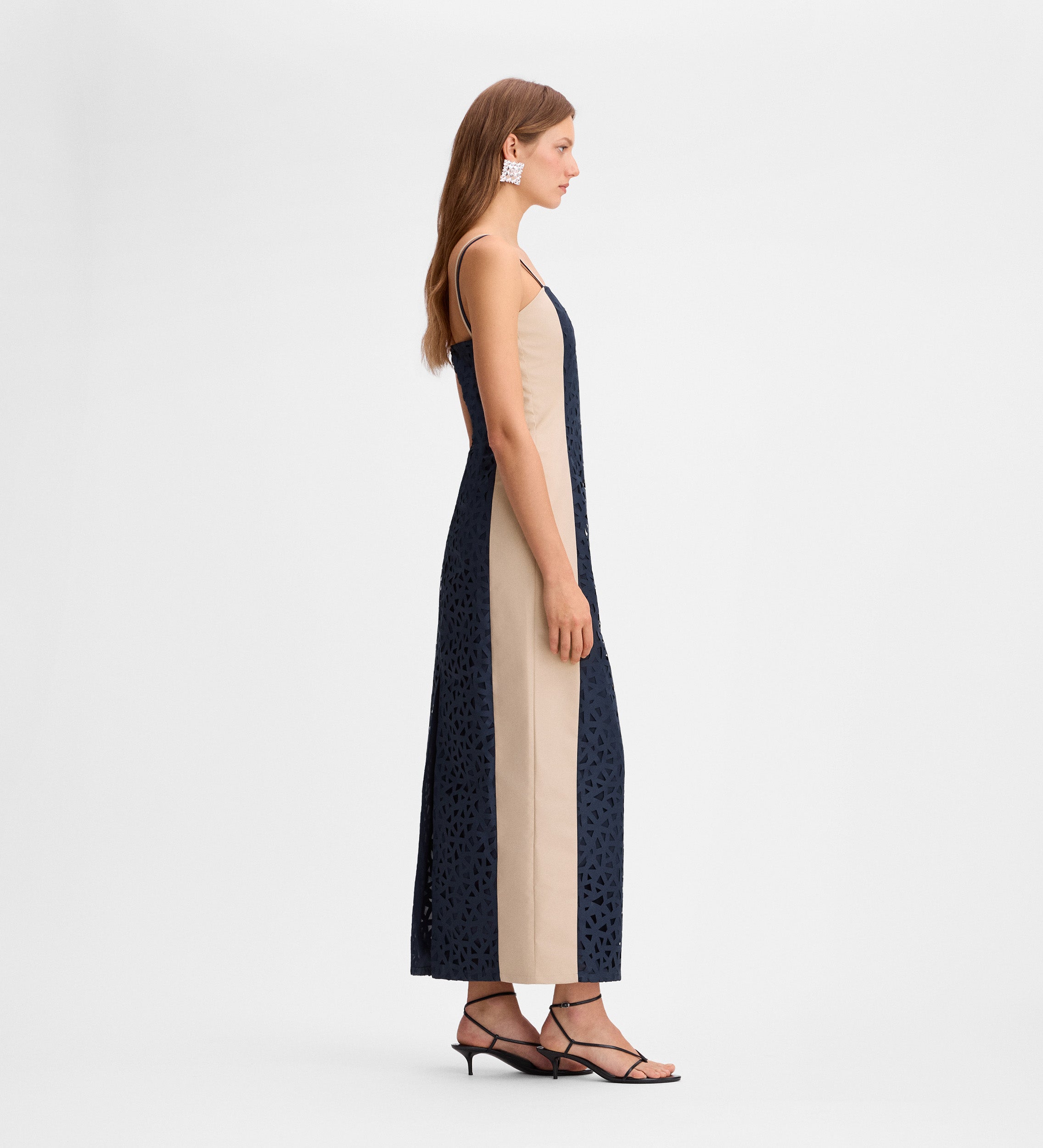 Two-tone laser-cut dress