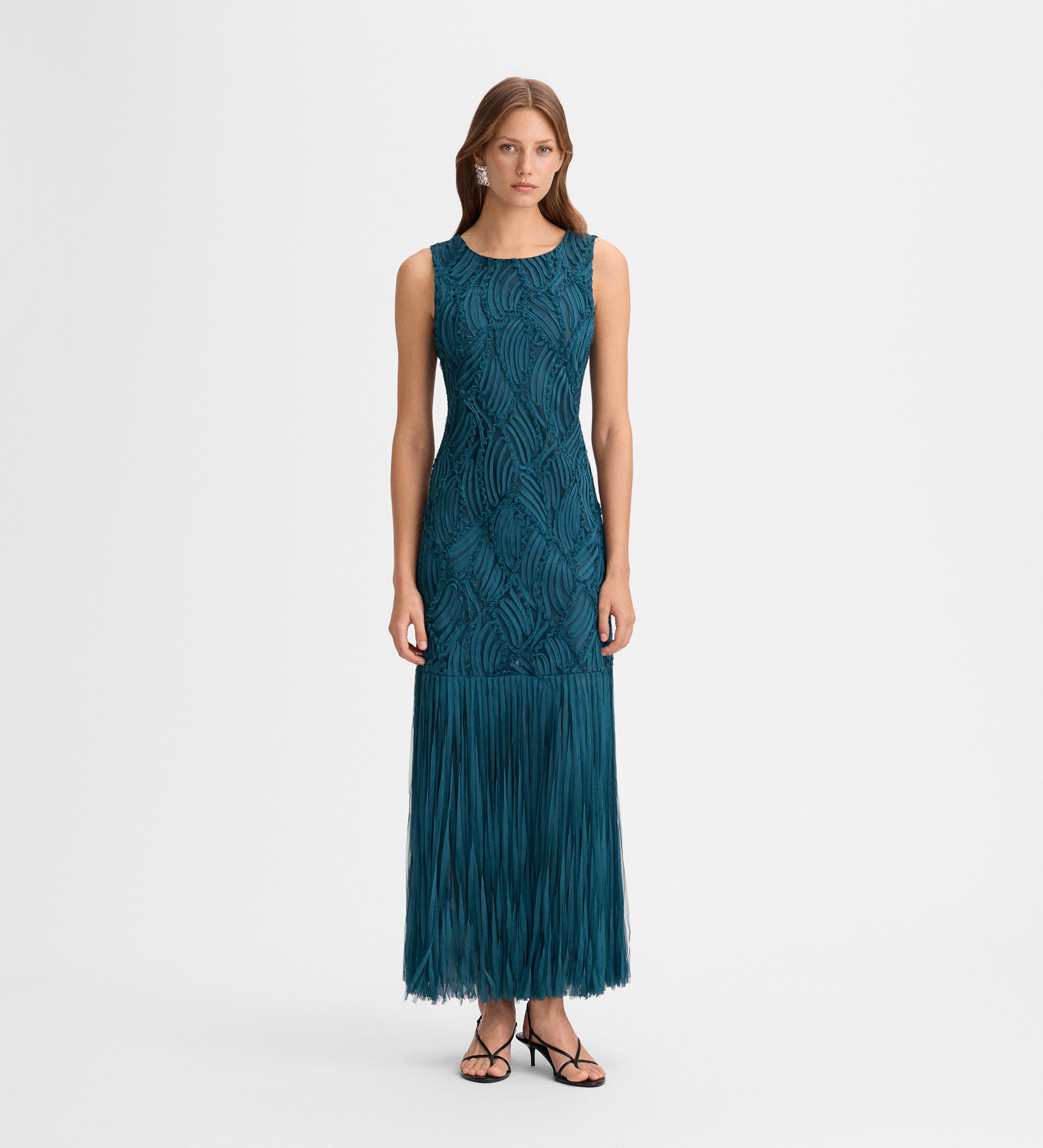Vestido largo flecos
