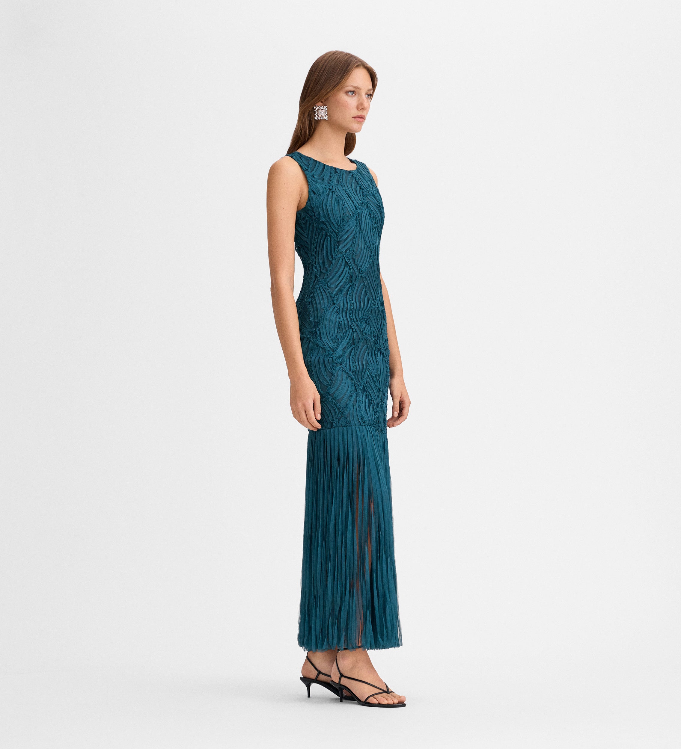 Vestido largo flecos