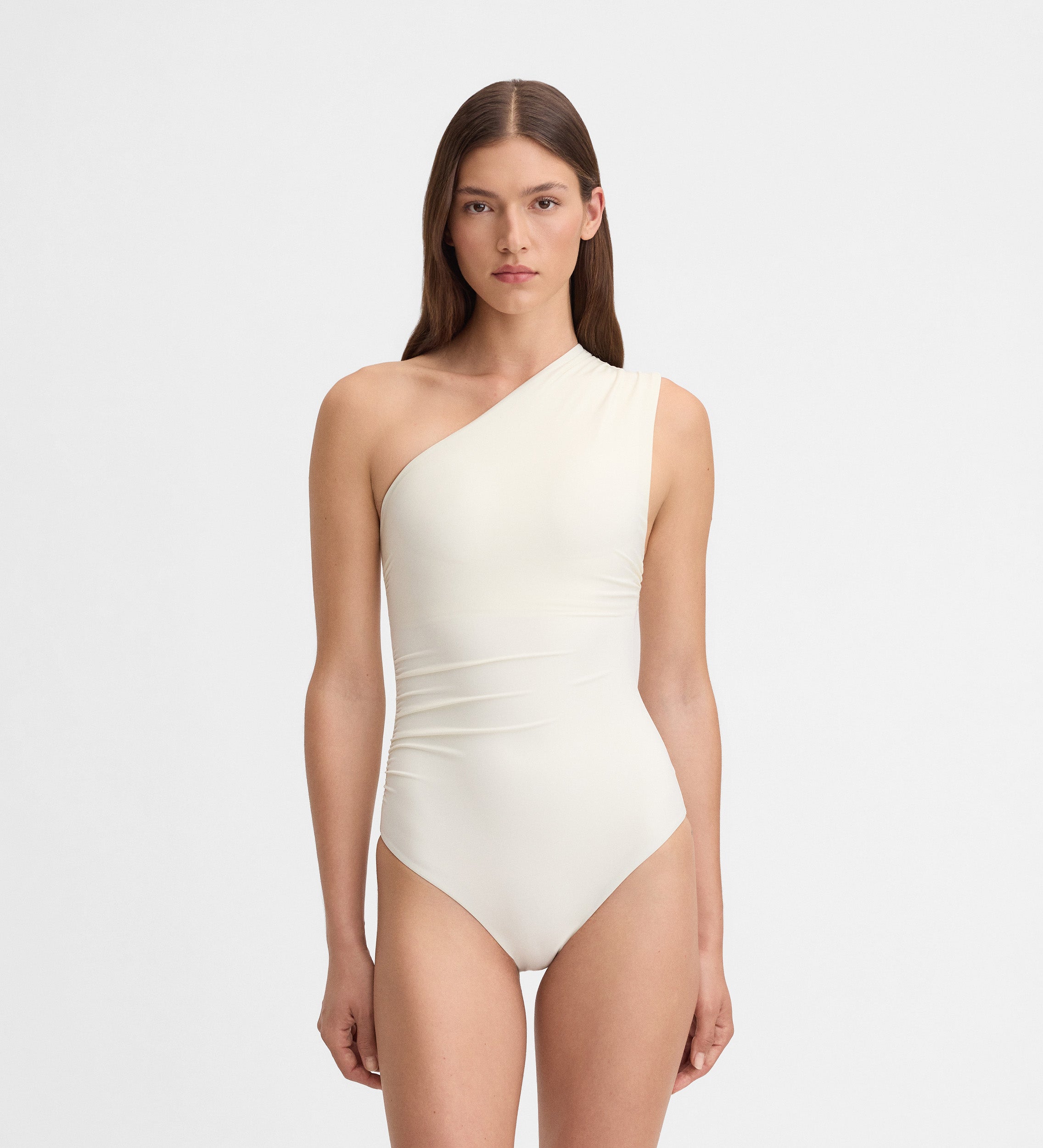 Asymmetric decorative belt swimsuit
