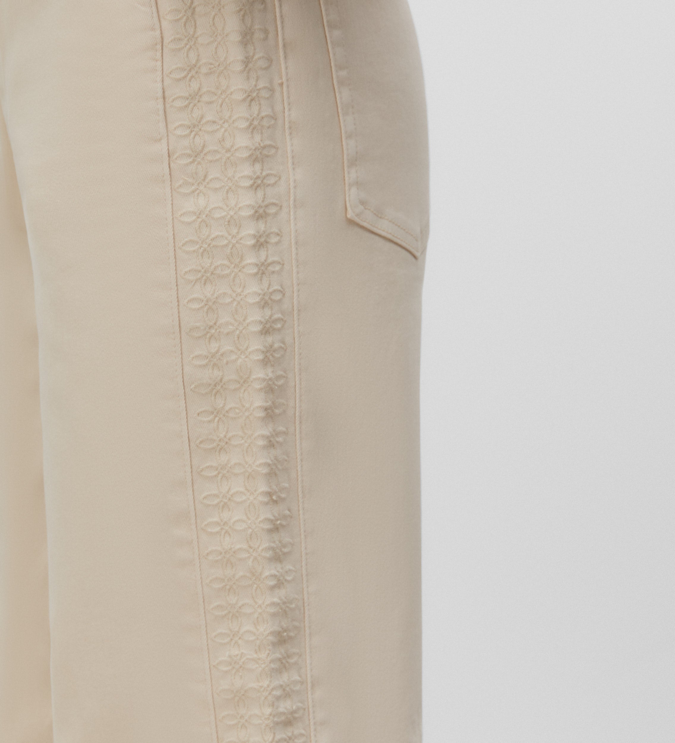 Wide leg trousers with side embroidery