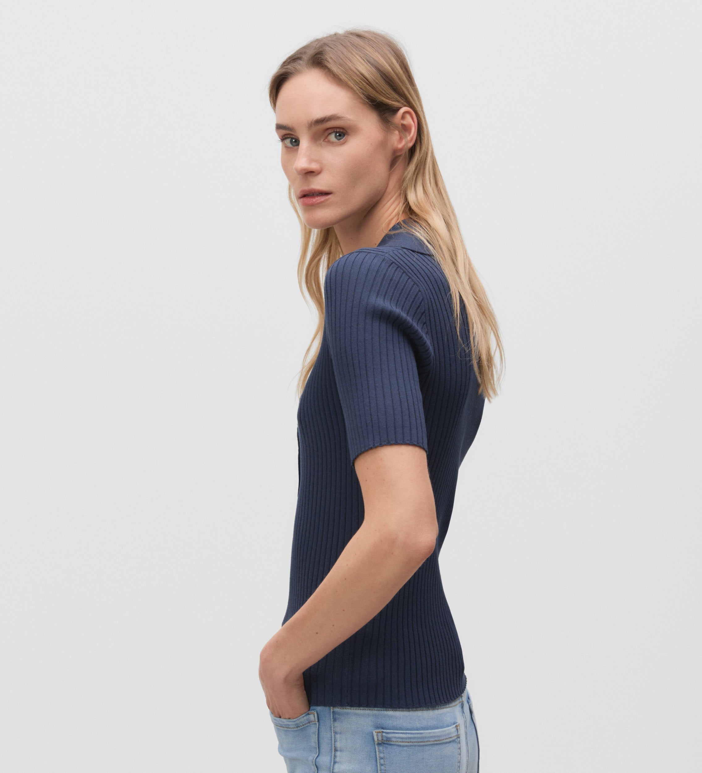 Haut en tricot à col polo