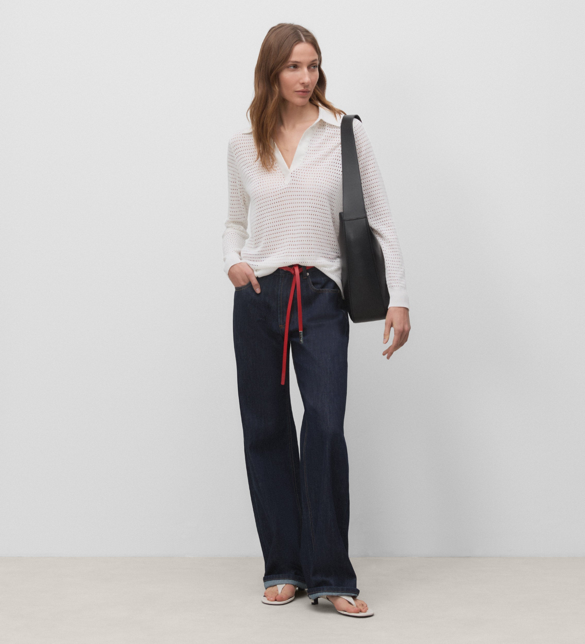 Openwork polo-style jersey