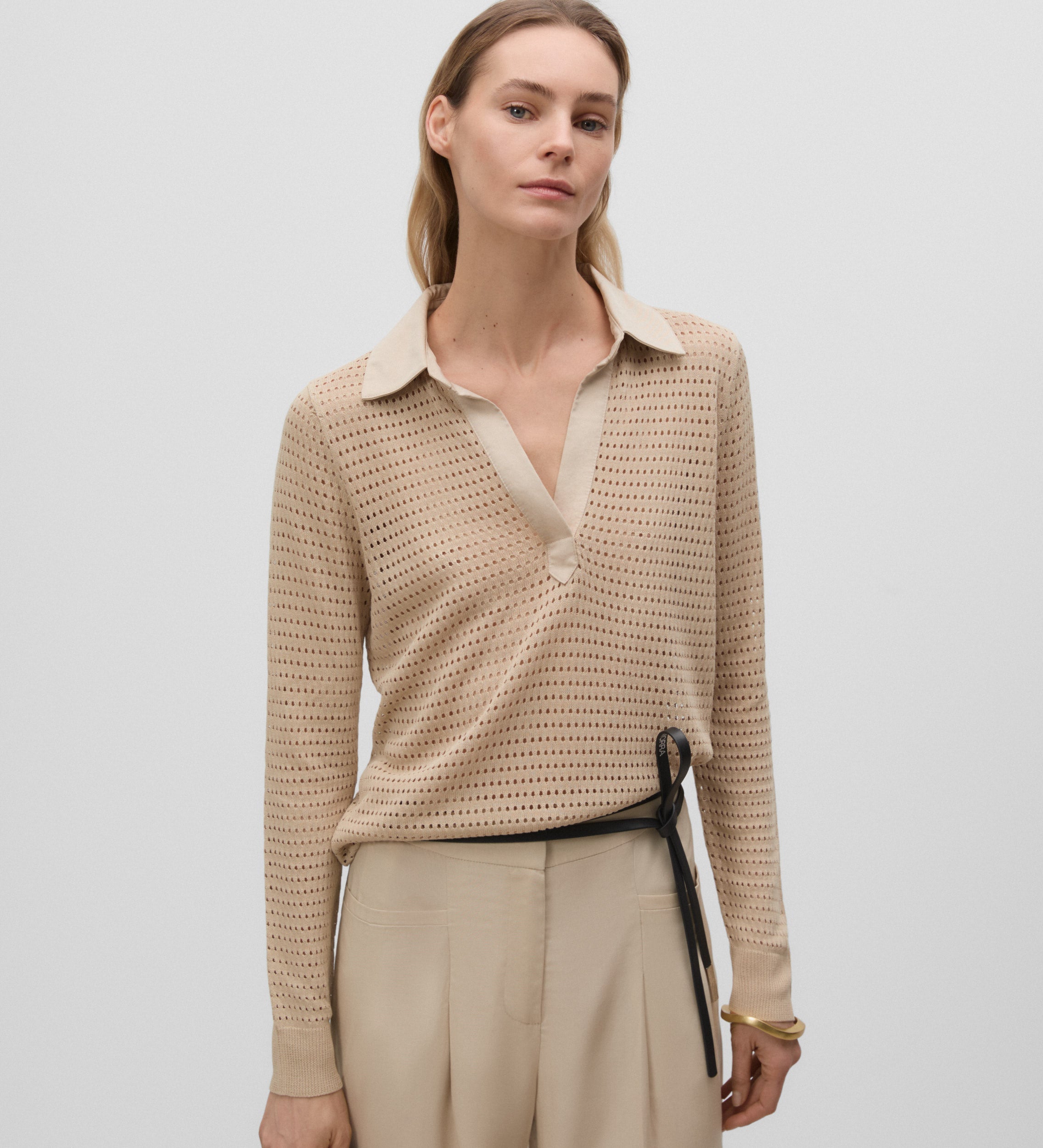 Openwork polo-style jersey
