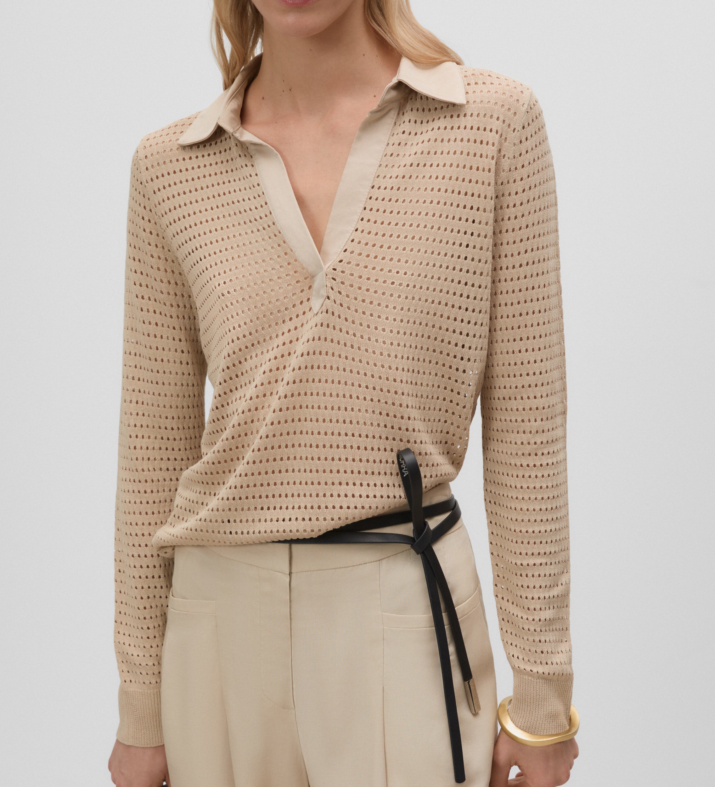 Openwork polo-style jersey