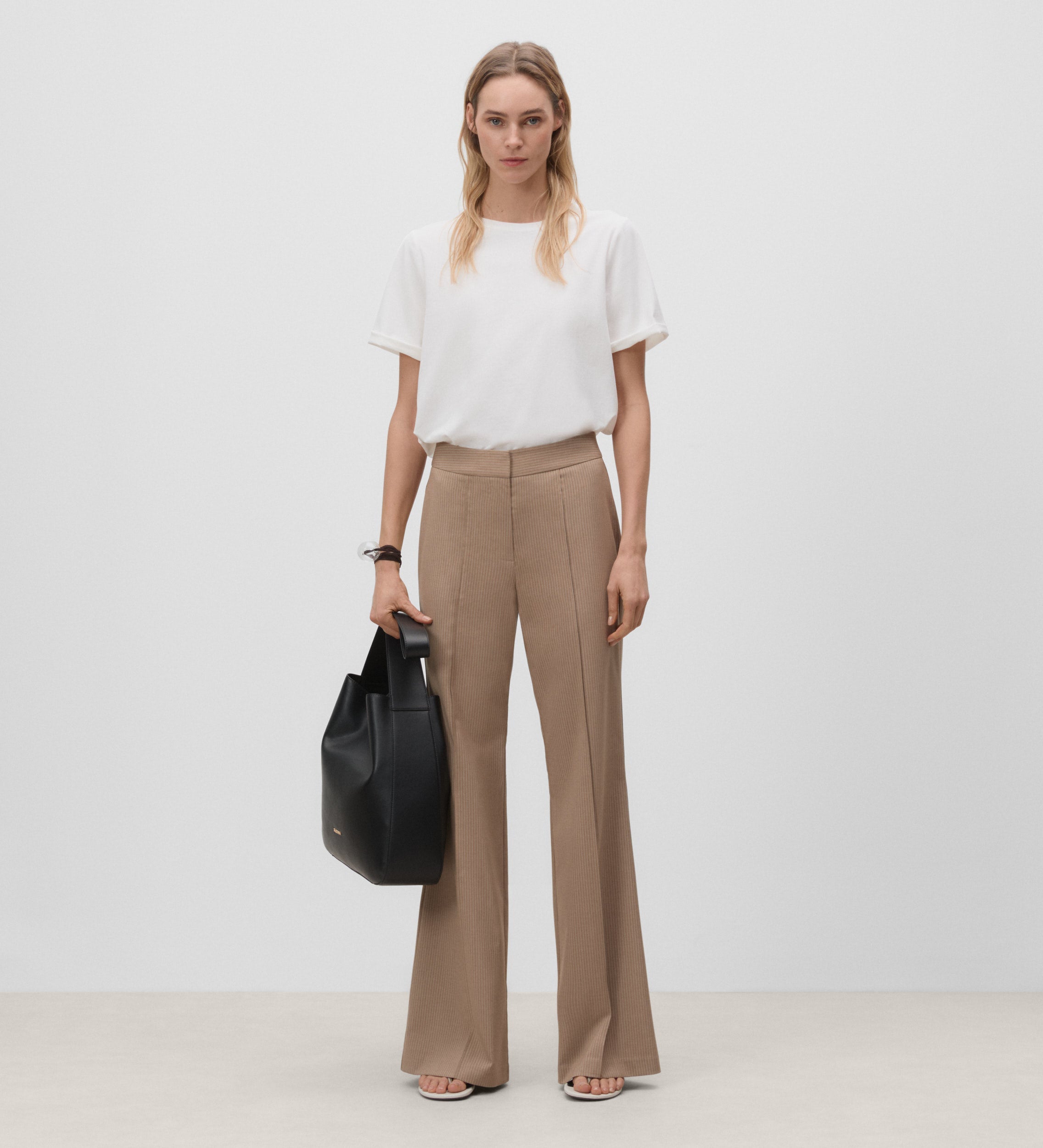 Flared striped trousers