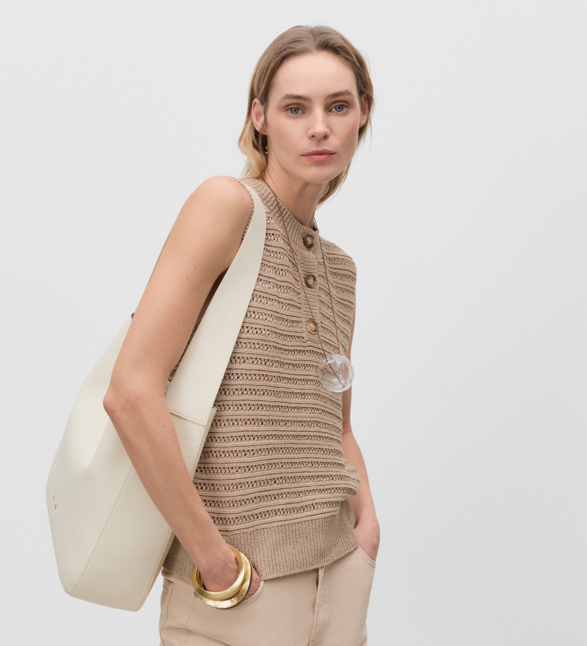 Leather shopper bag