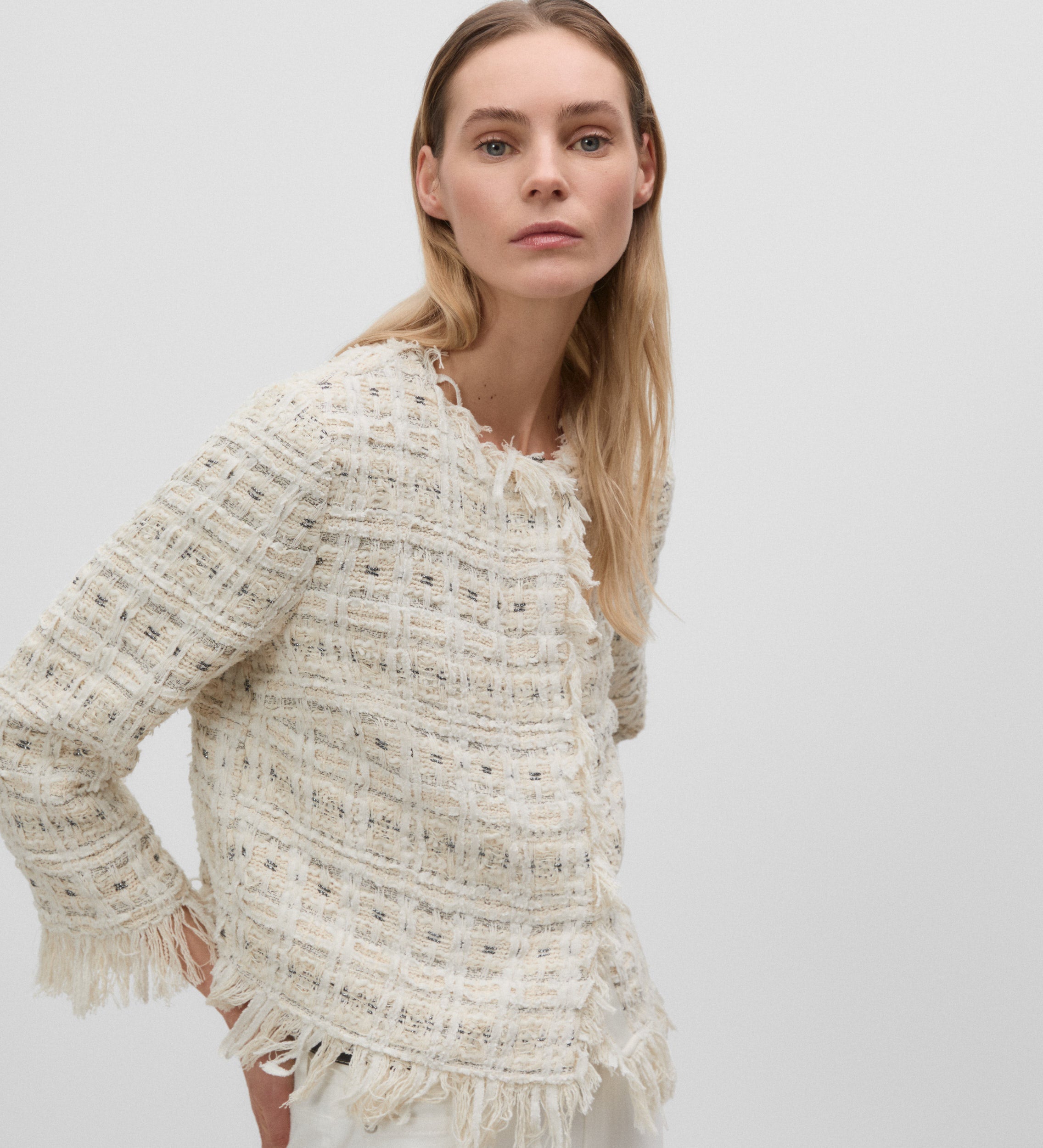 Tweed fringe jacket