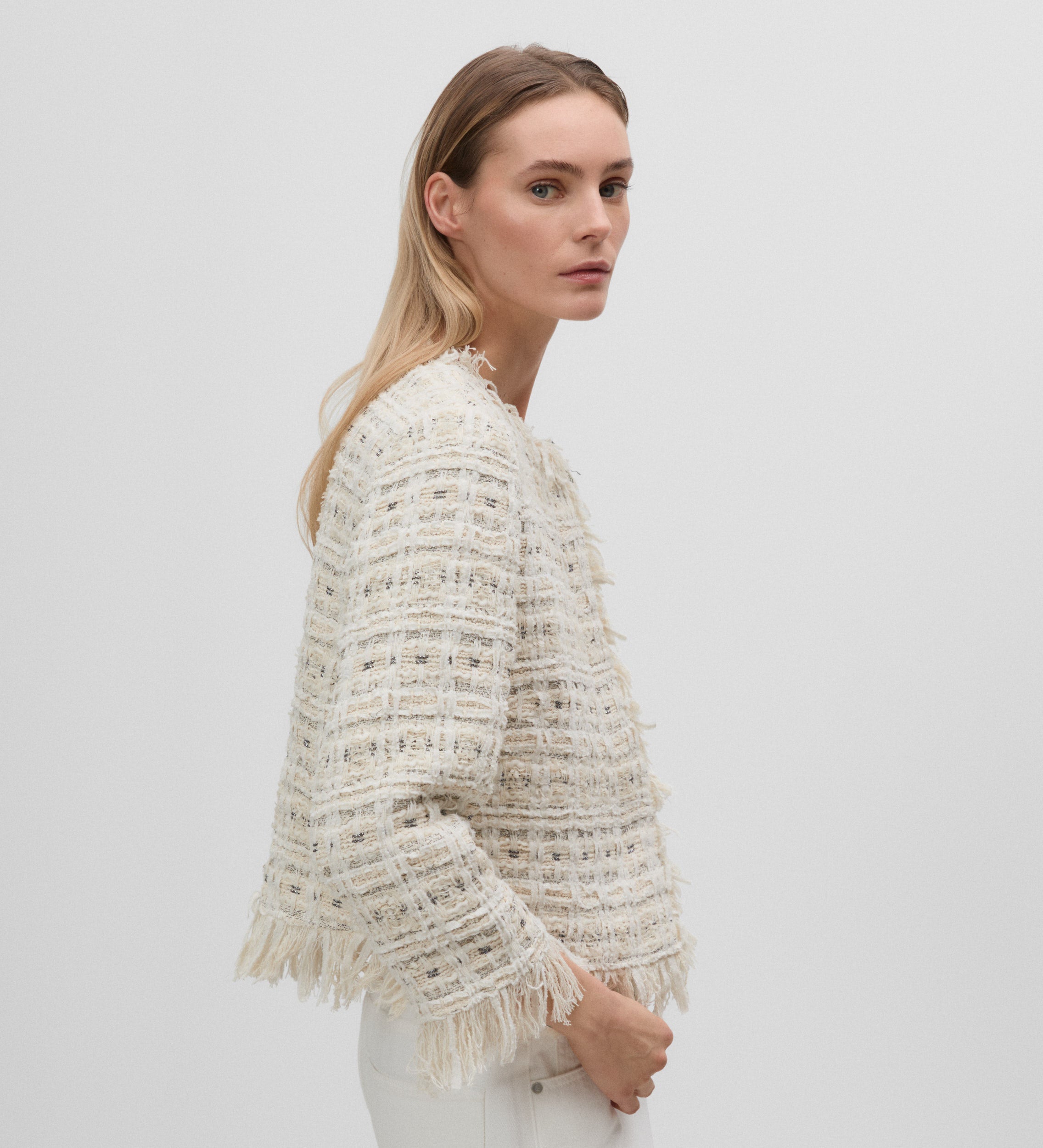 Tweed fringe jacket