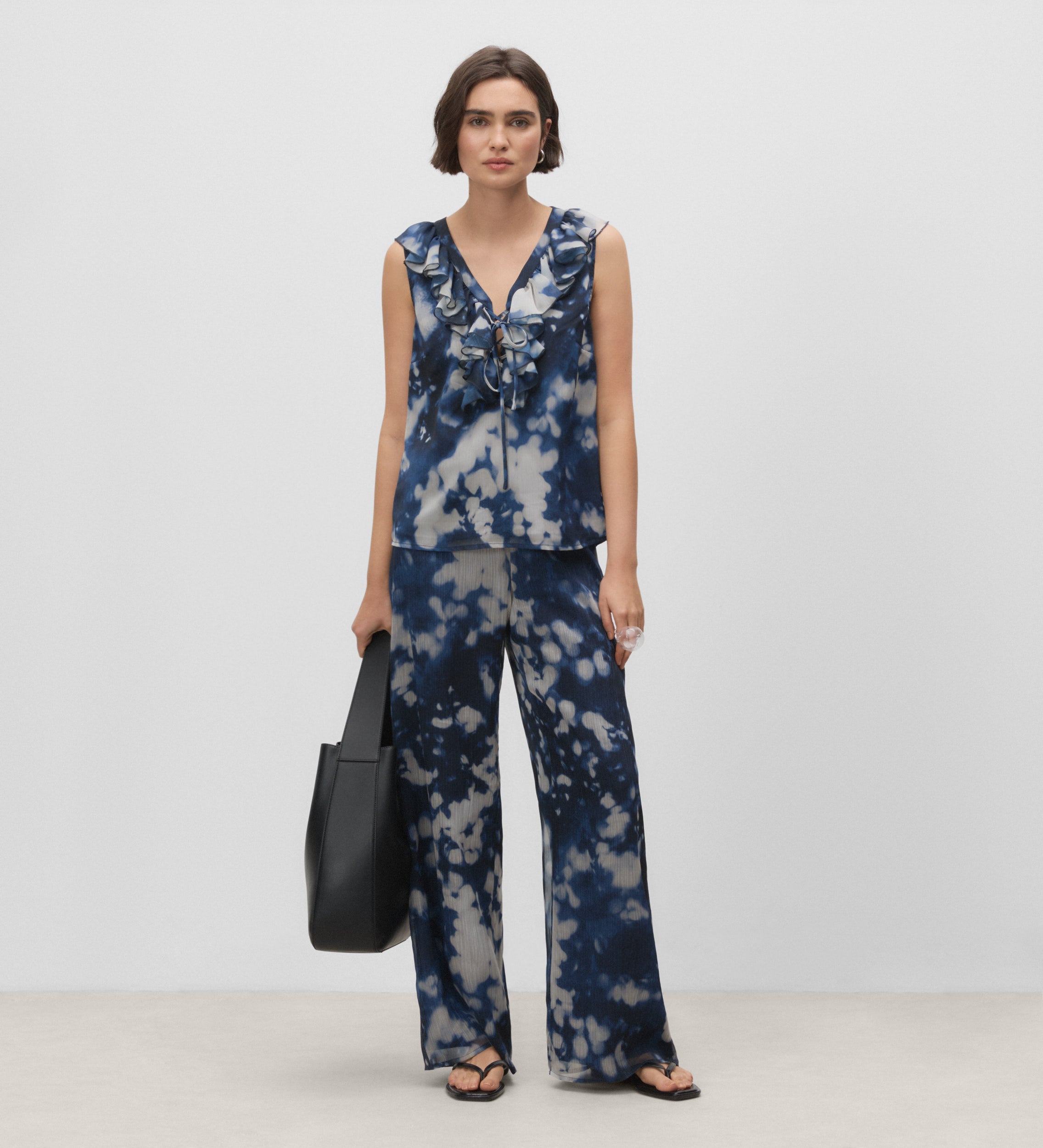 Printed sleeveless blouse