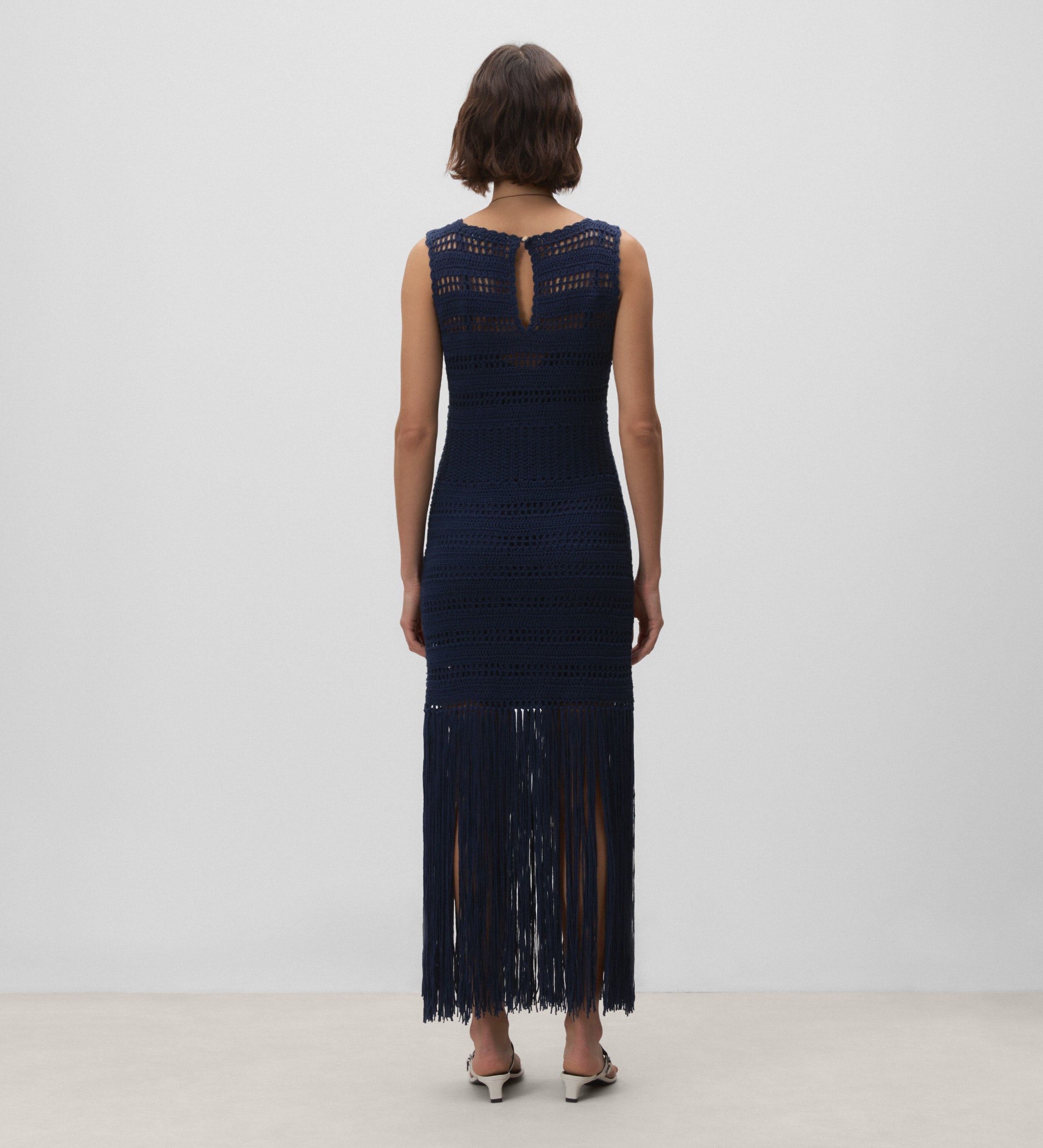 Robe en tricot à franges