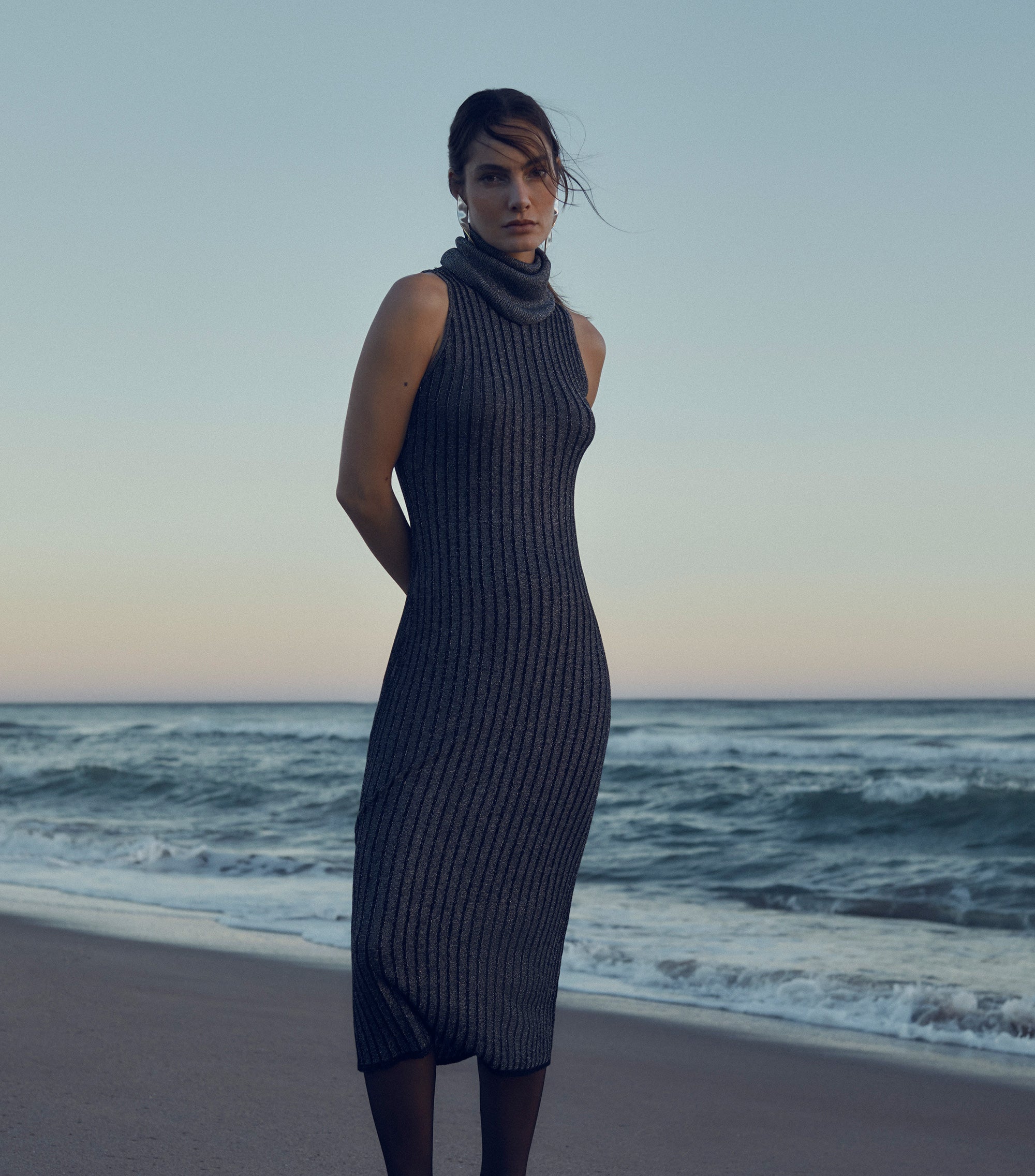 Robe en tricot métallisé