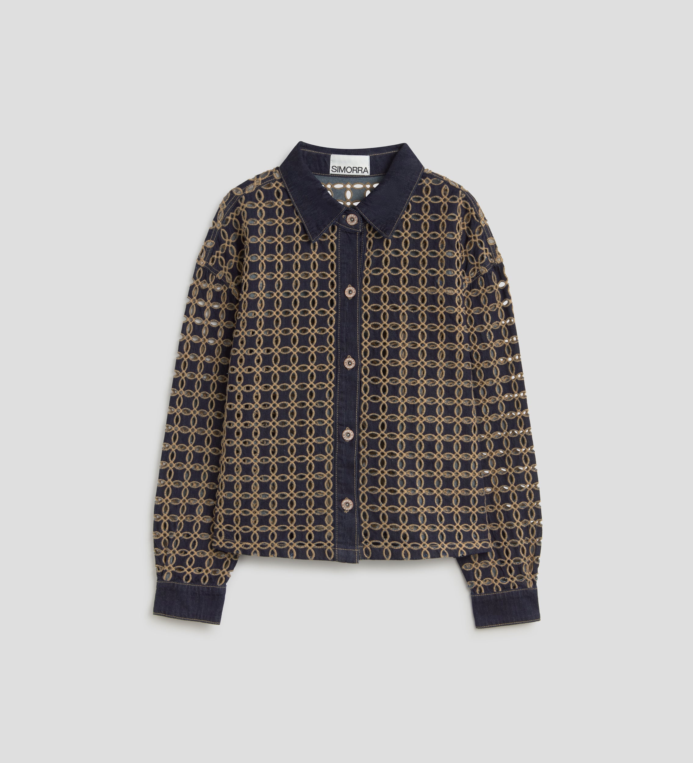 Veste contrastée avec broderie anglaise
