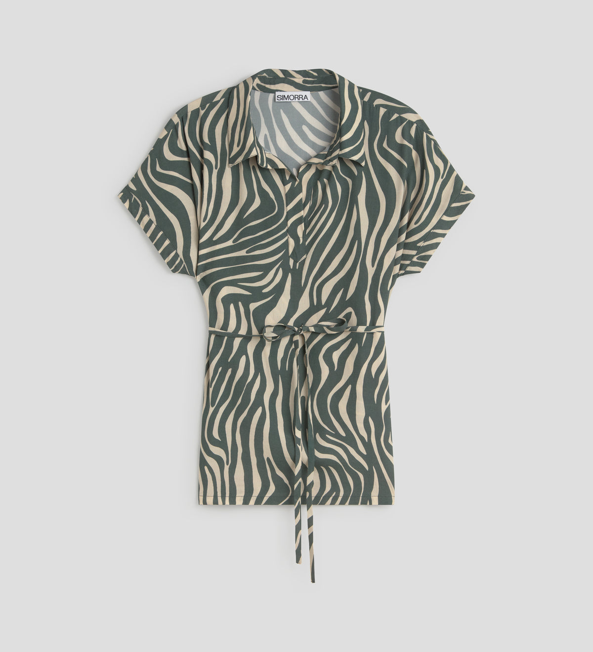 Printed blouse with belt
