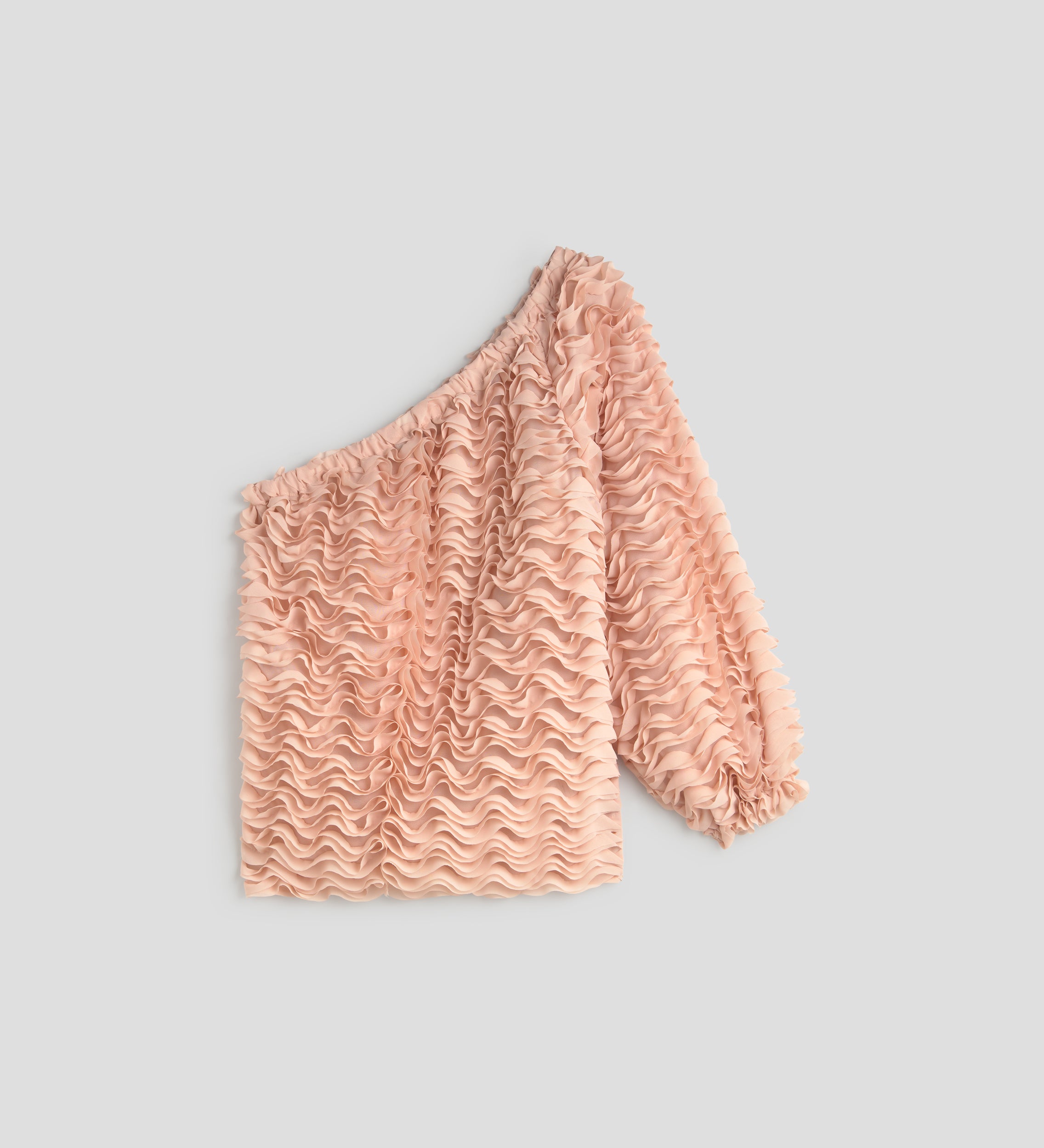 3D embroidered asymmetrical top