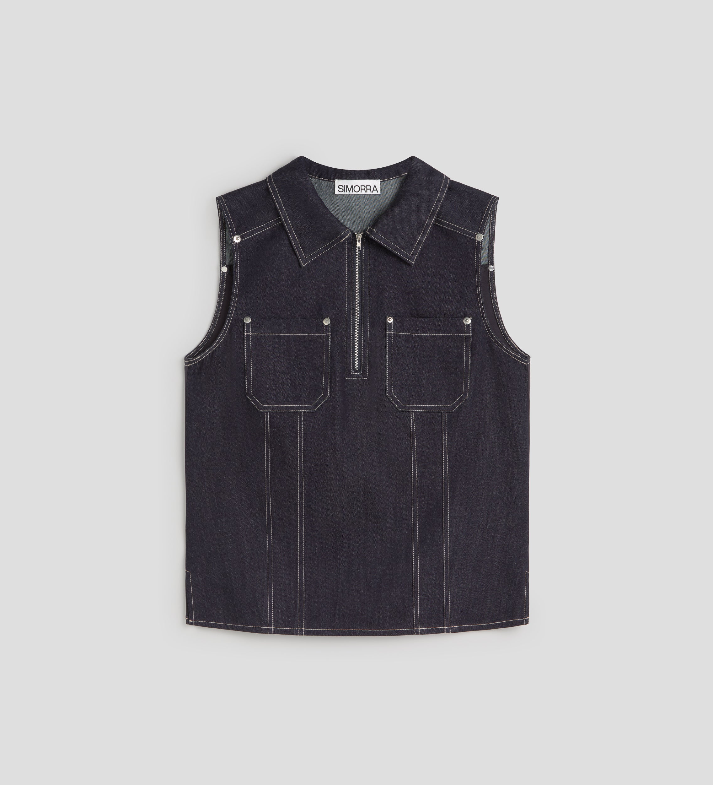 Topstitched denim top