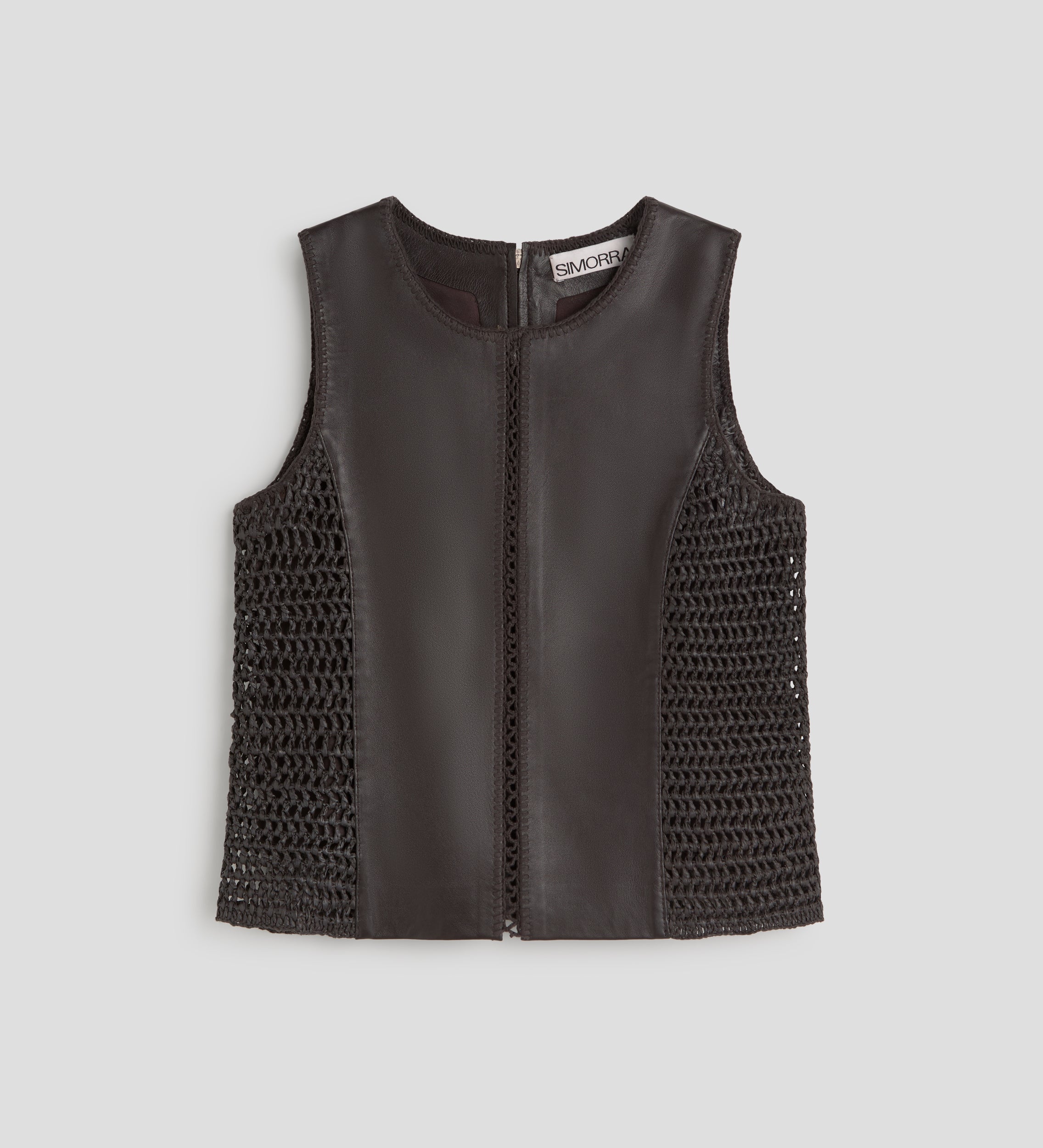 Sleeveless cropped nappa top