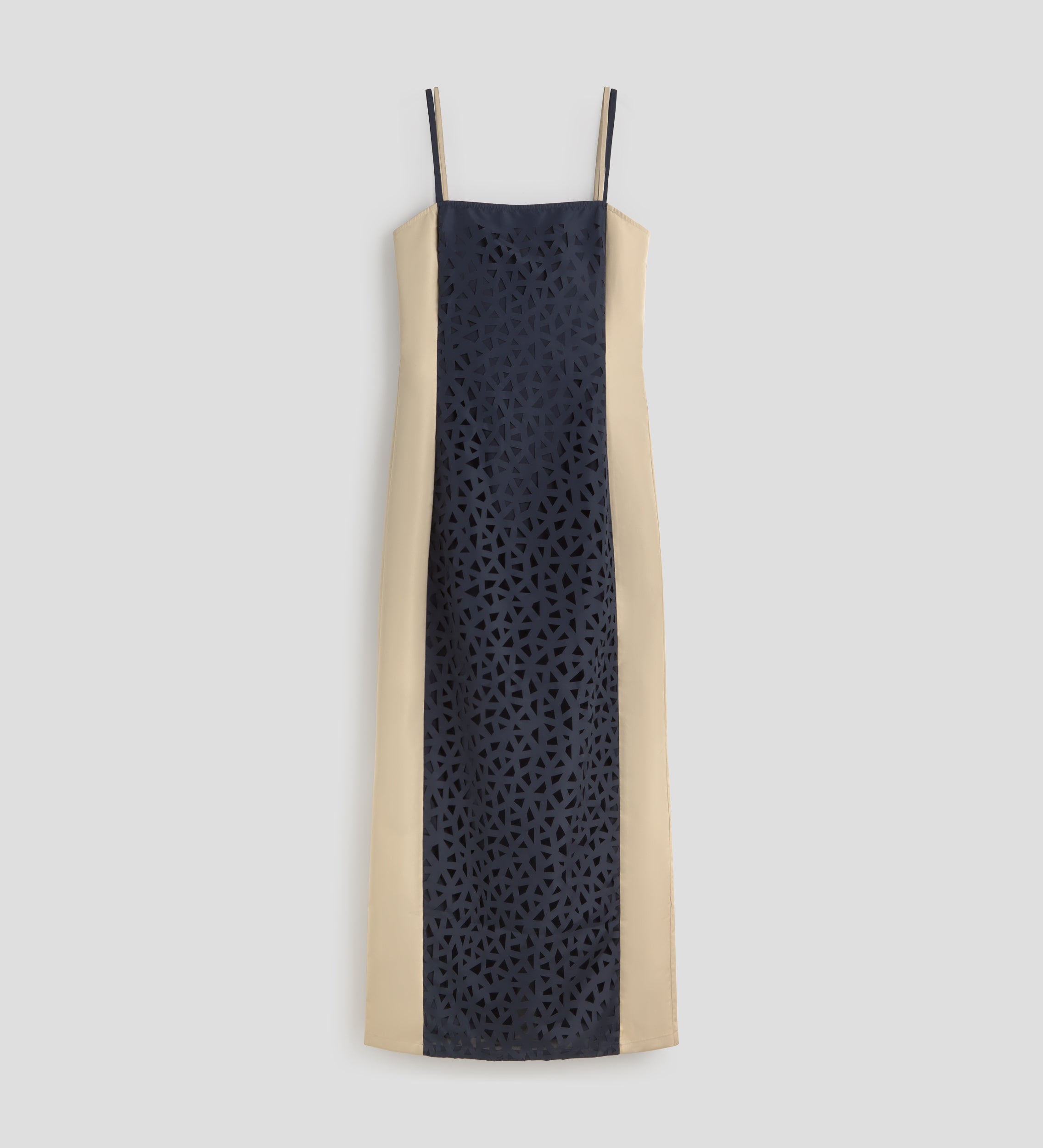 Two-tone laser-cut dress