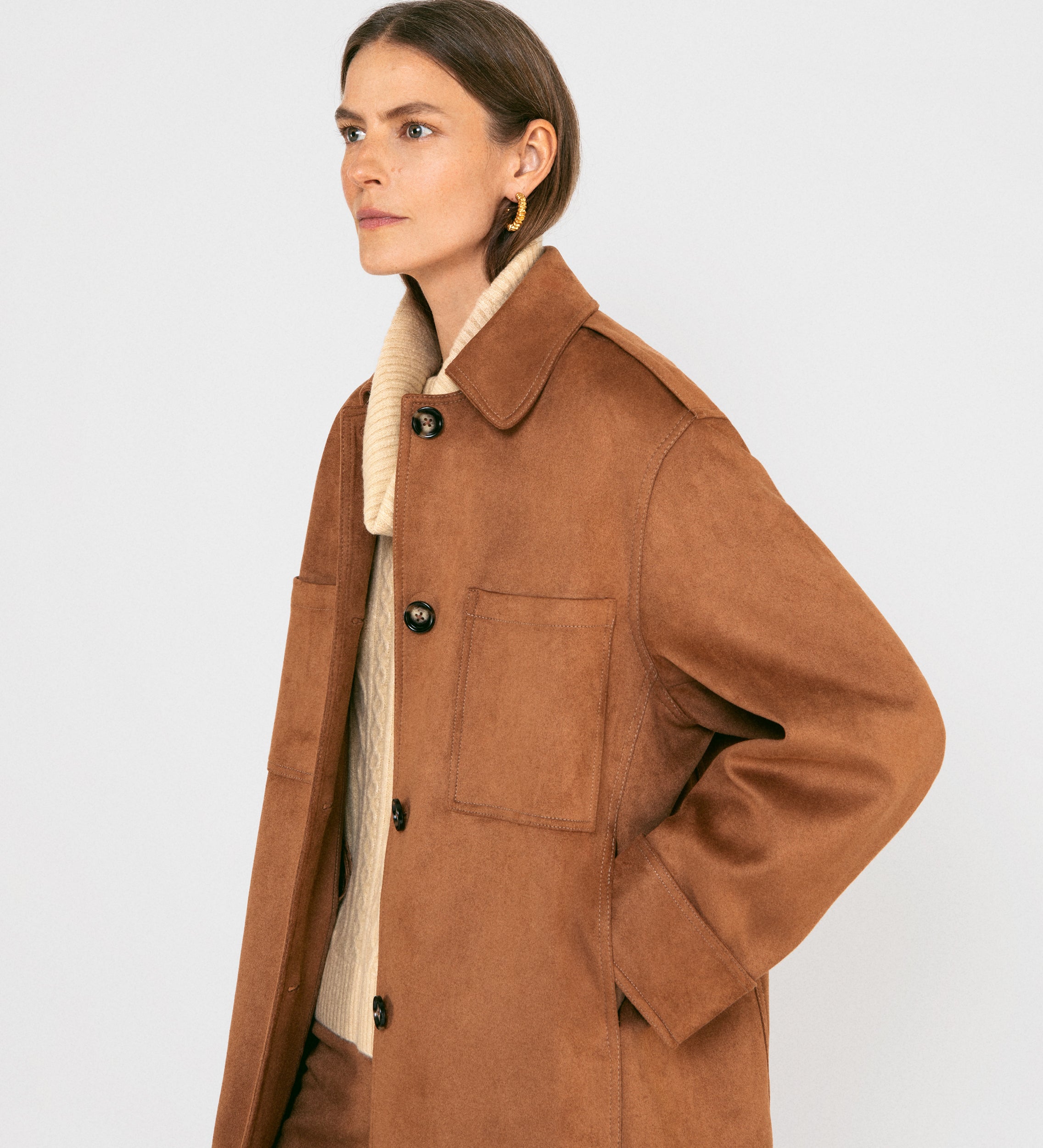 Manteau en daim oversize