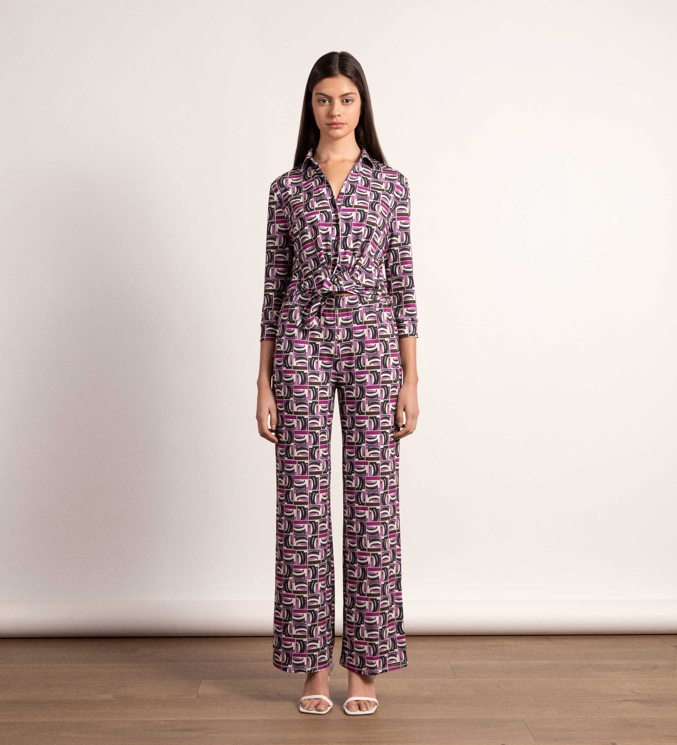 Printed stretch pants