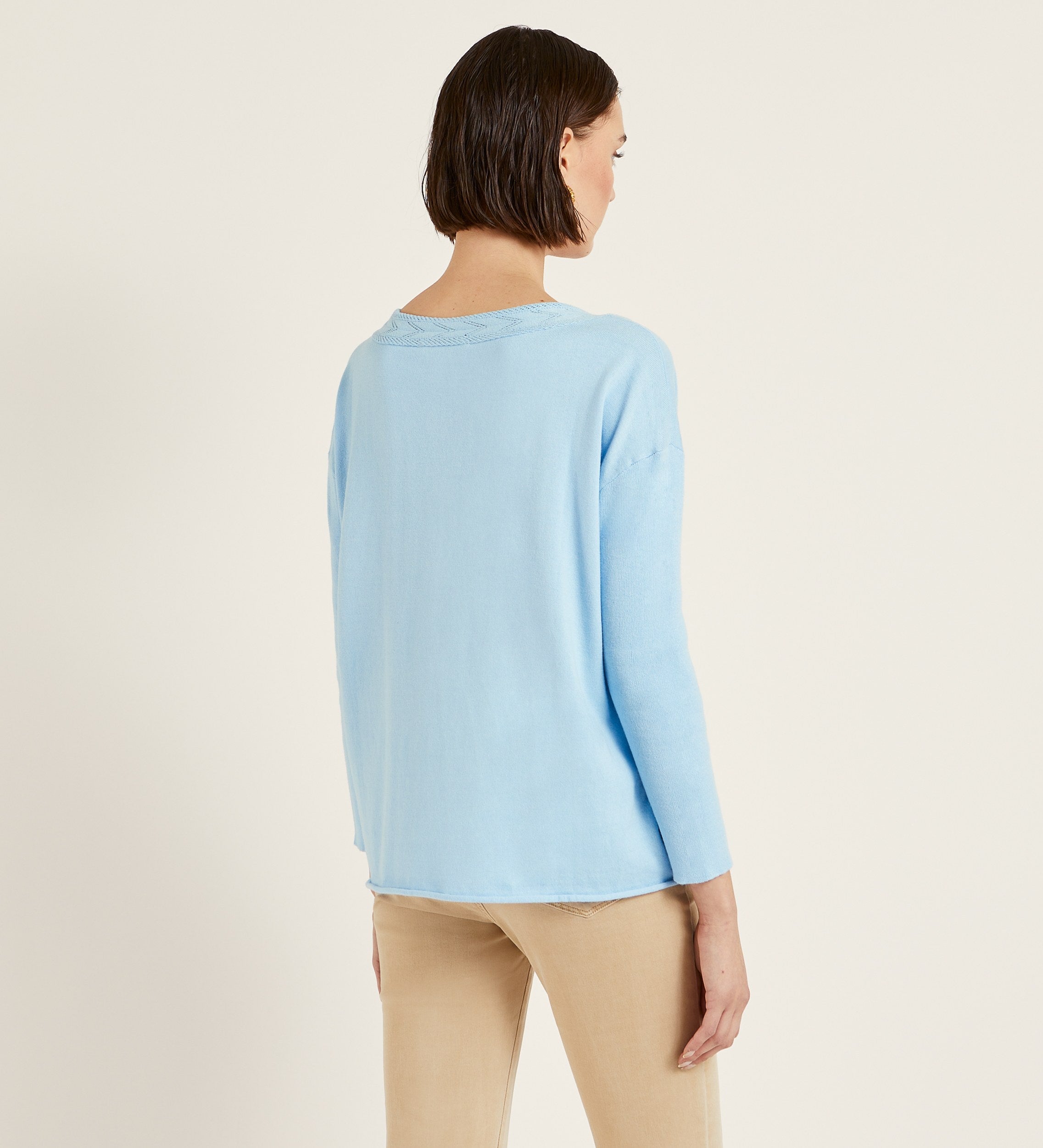 Openwork V-neck sweater