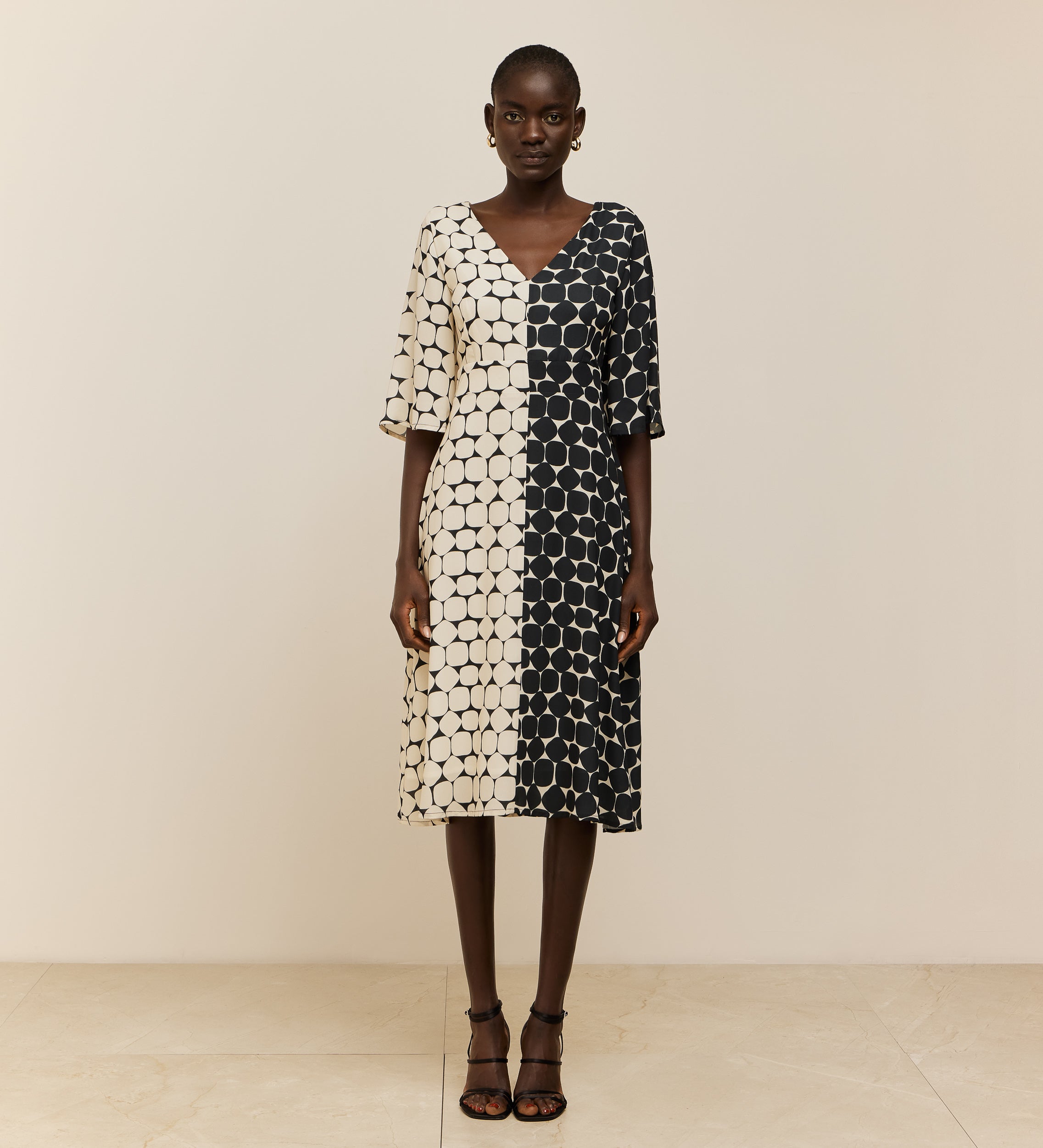 Two-tone printed dress