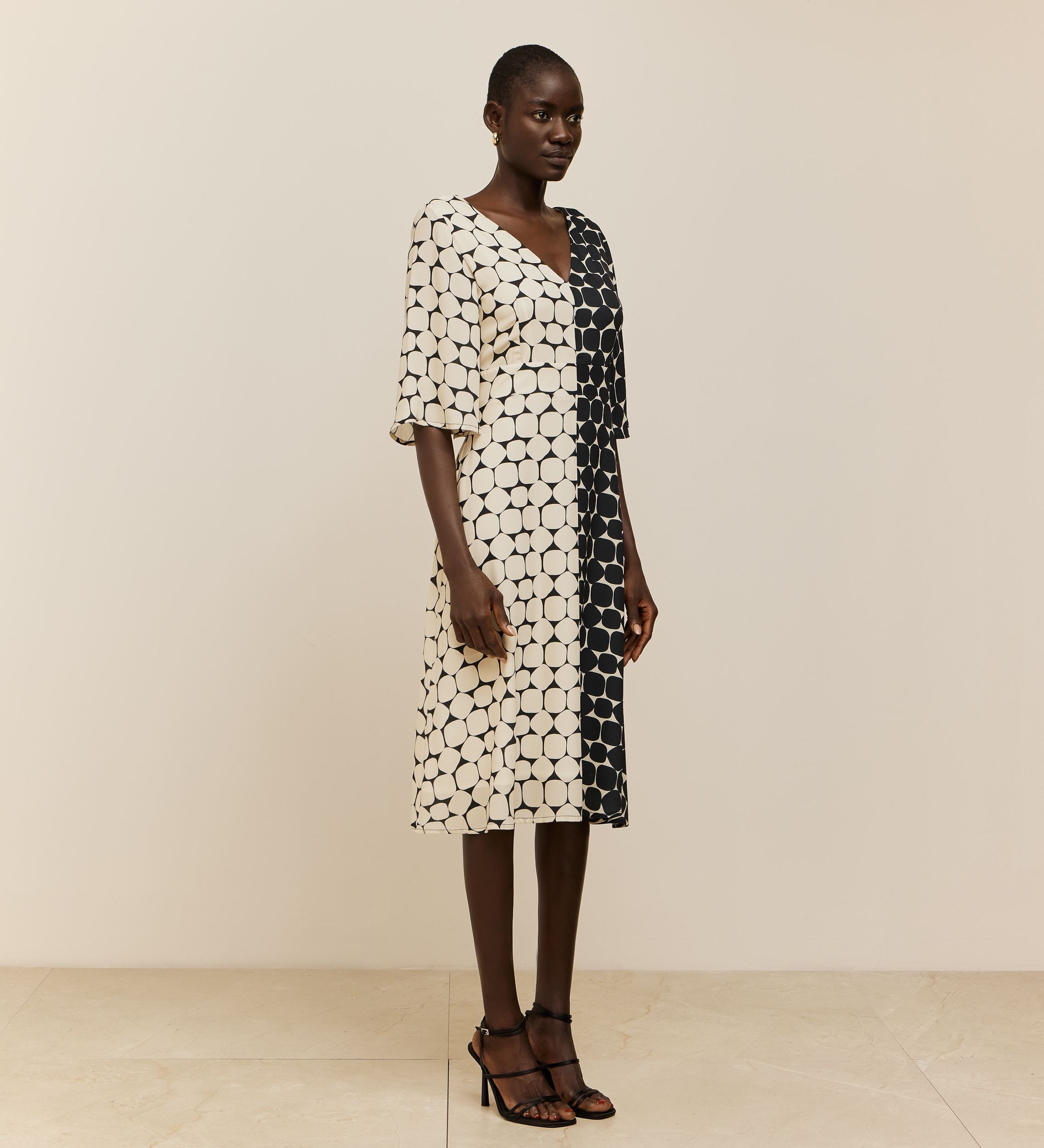 Two-tone printed dress