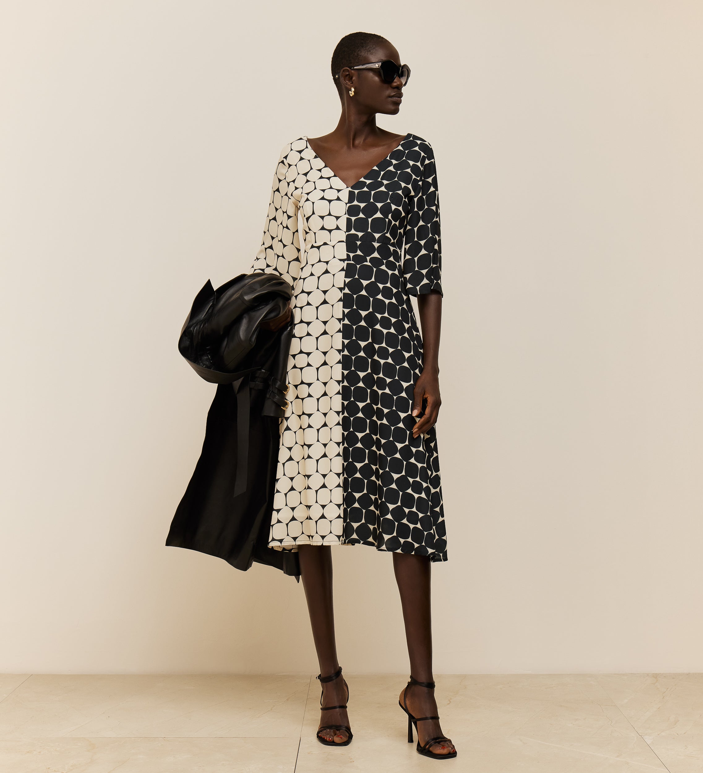 Two-tone printed dress