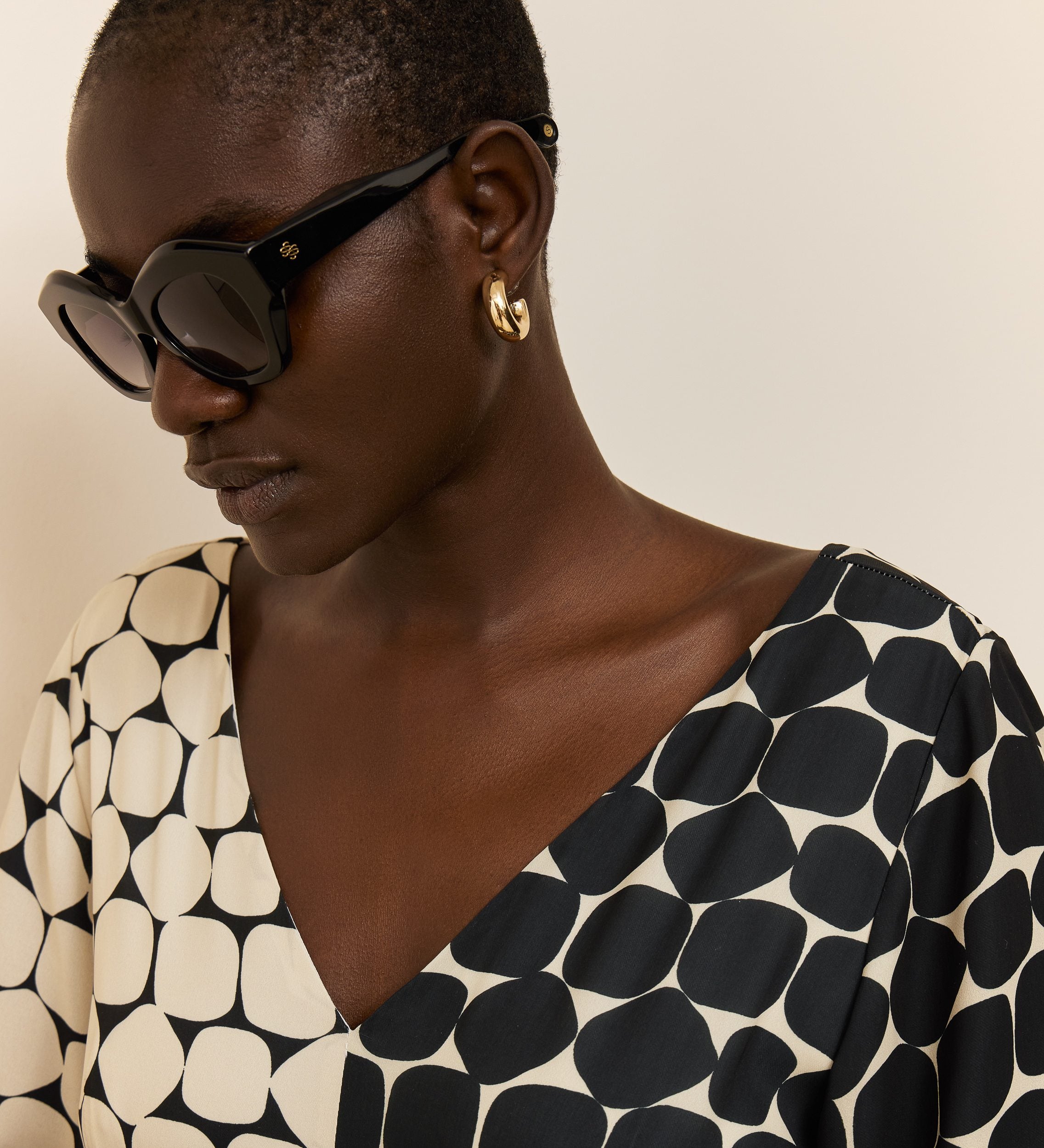 Two-tone printed dress