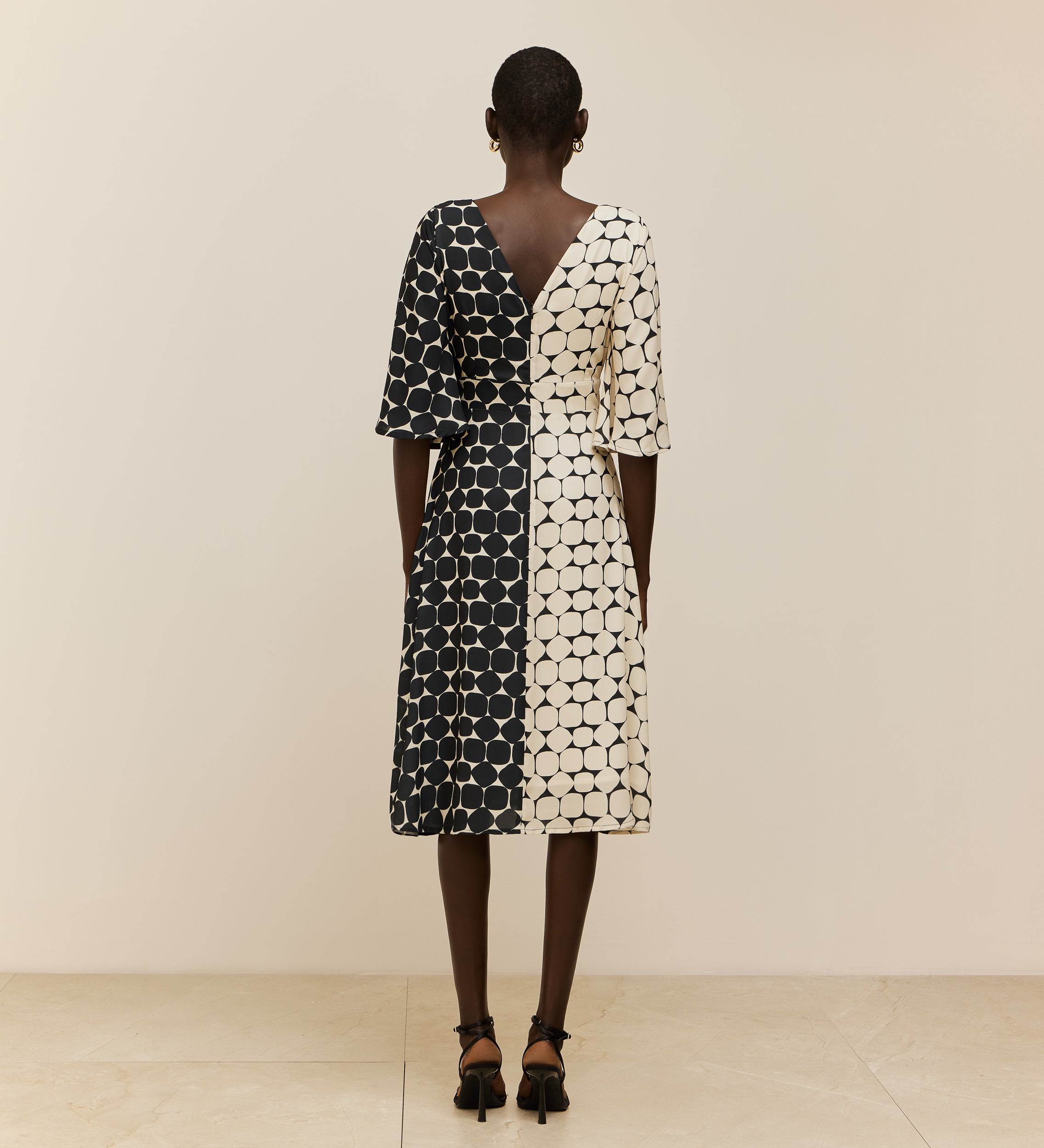 Two-tone printed dress