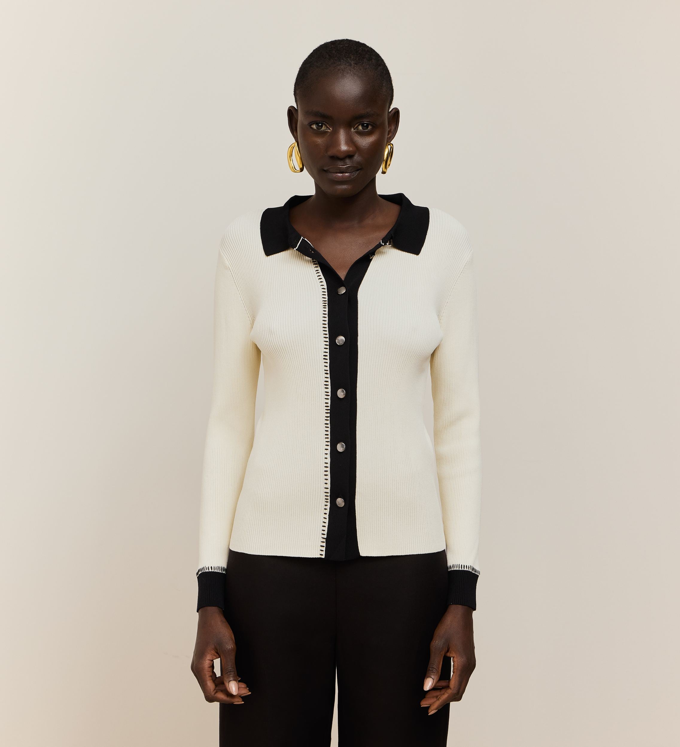 Cardigan tricot contrastes