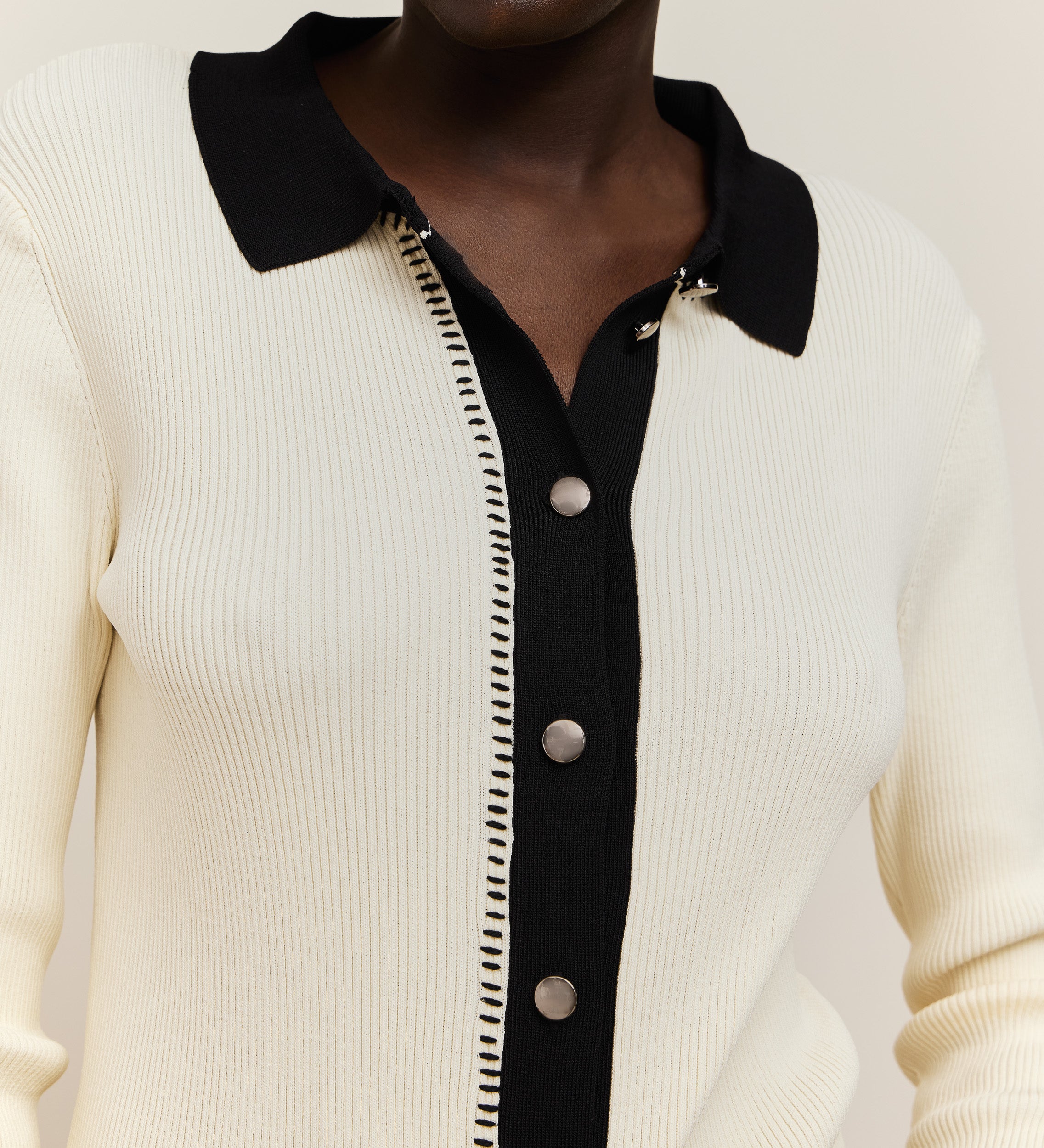 Cardigan tricot contrastes