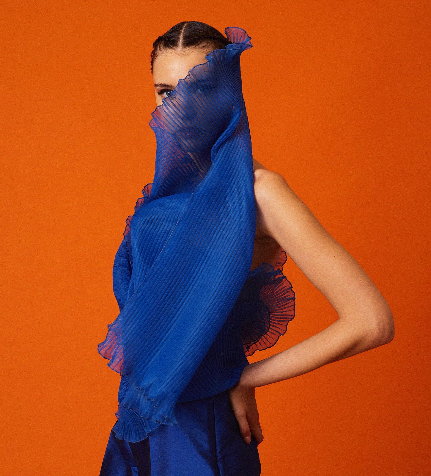 Pleated organza foulard