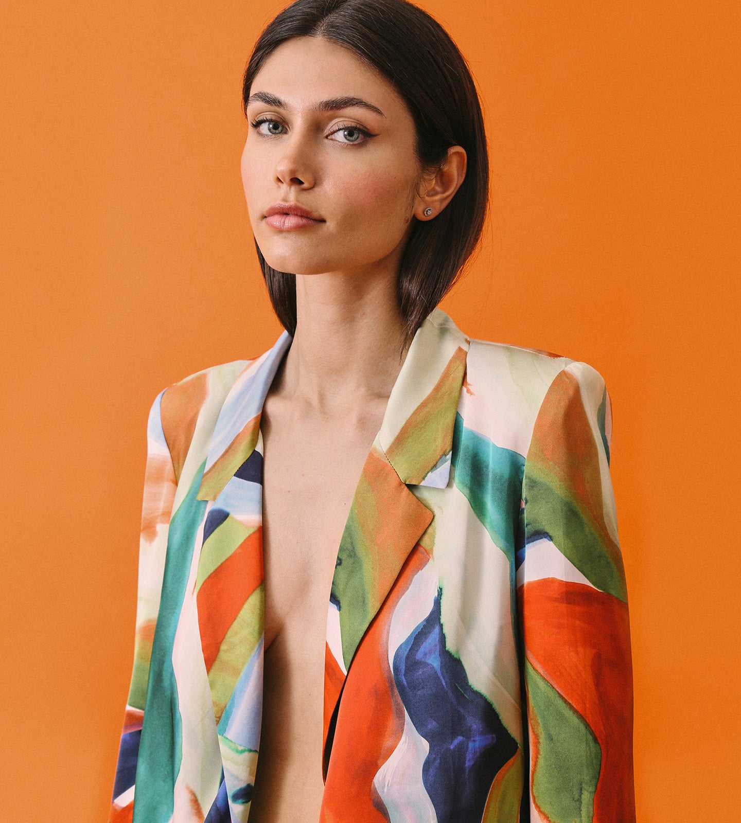 Blazer cruzado de satén