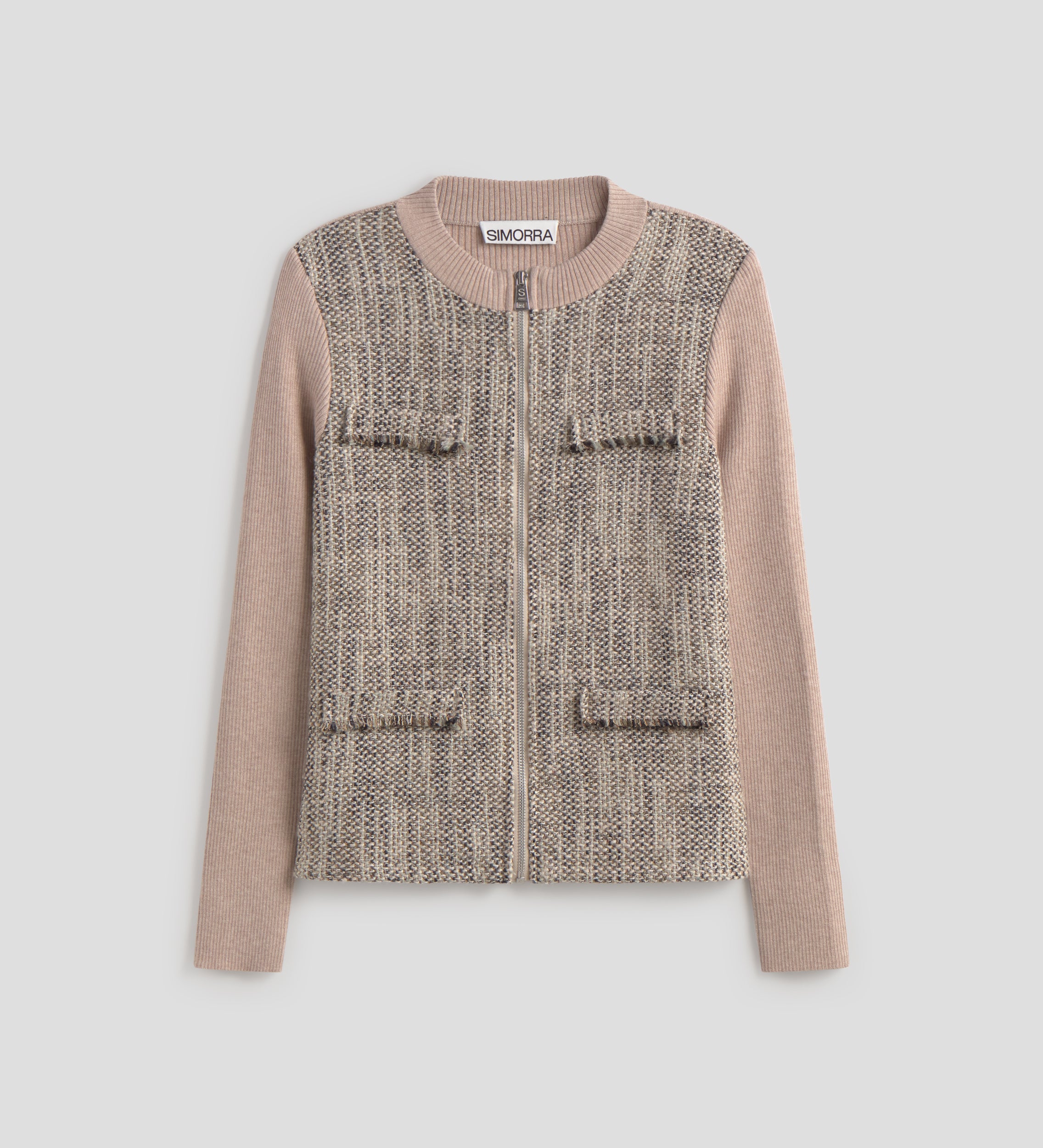 Bi-material knitted jacket