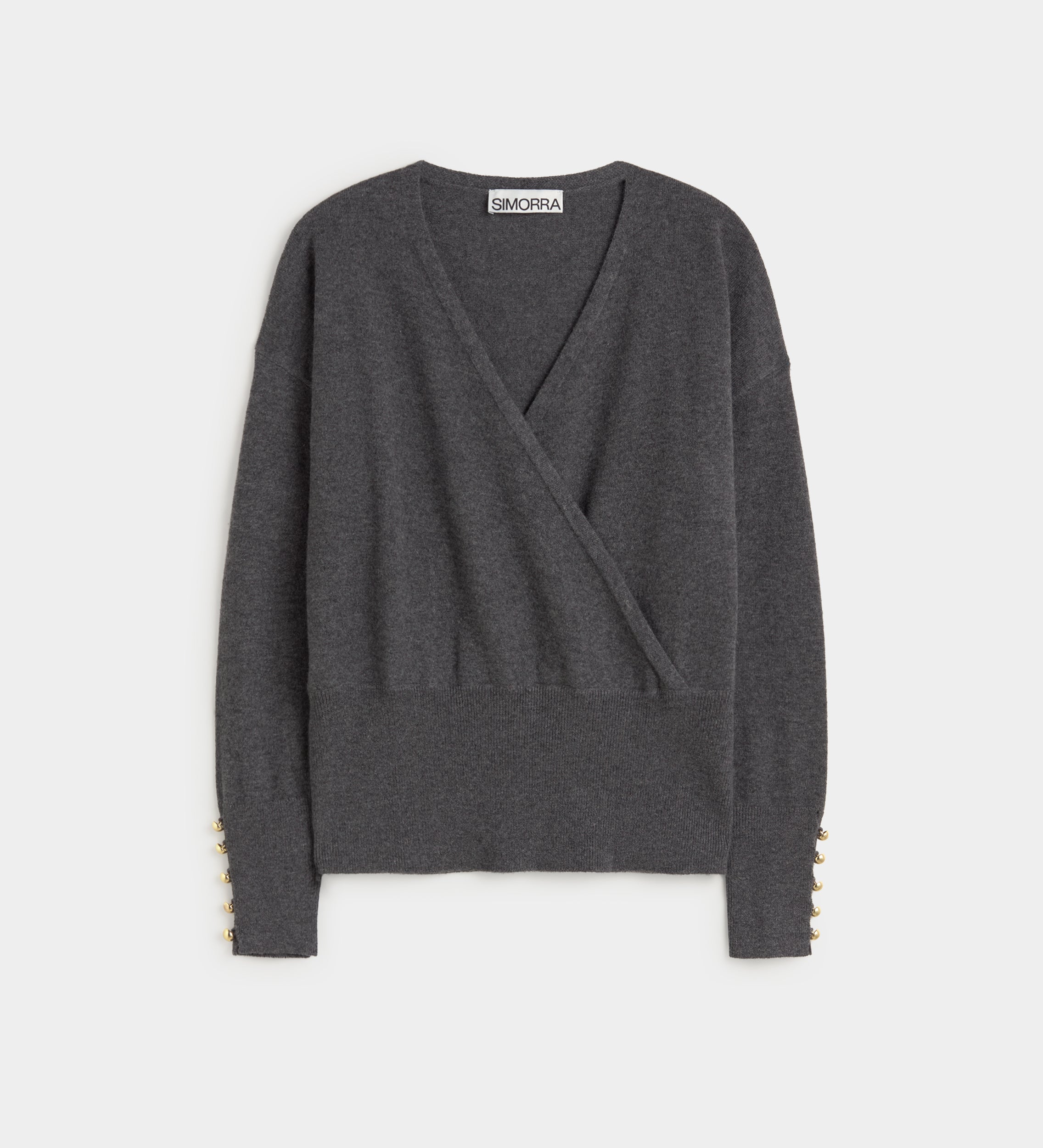 Knit sweater with wrap detail