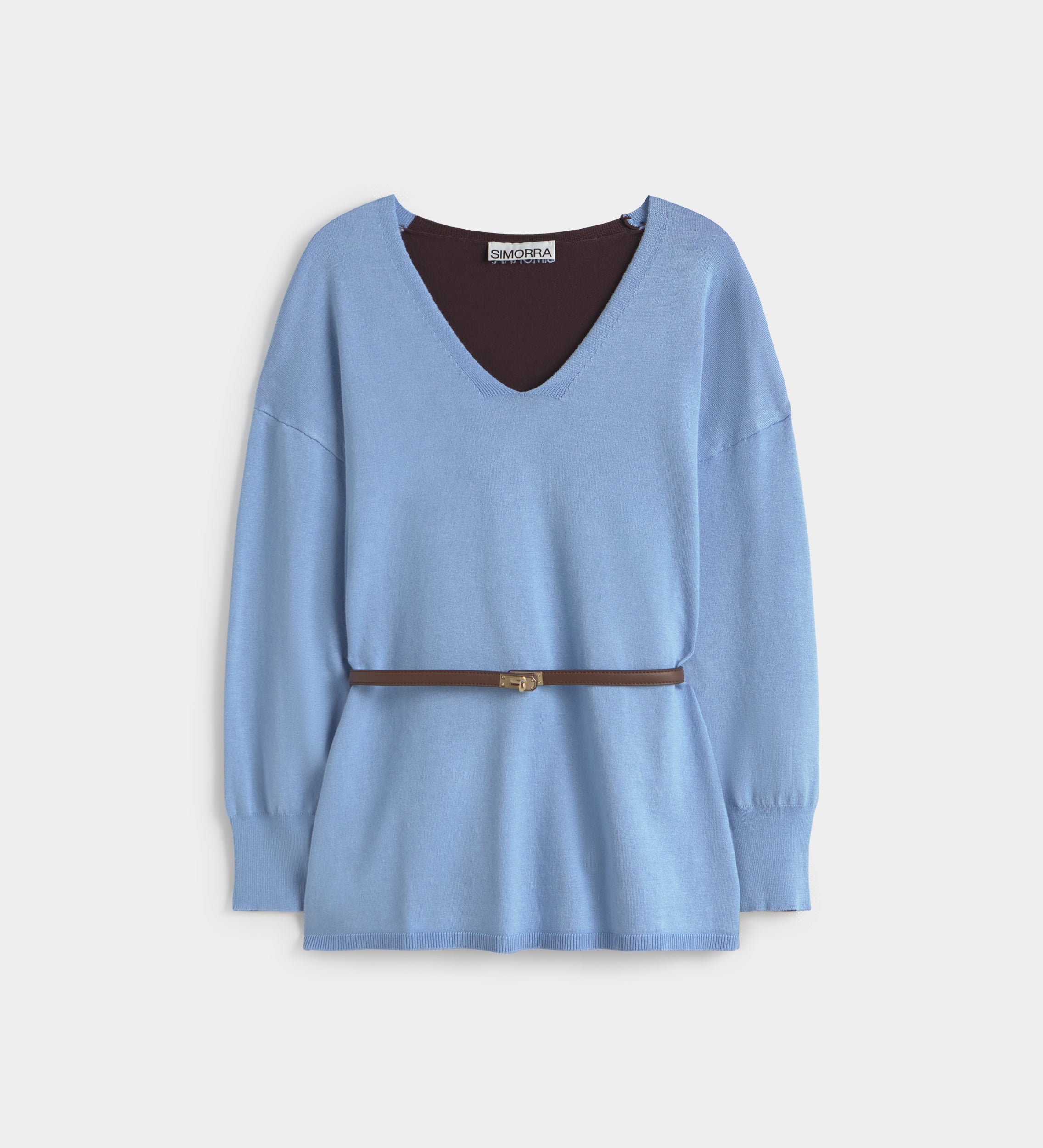 Pull bicolore à ceinture