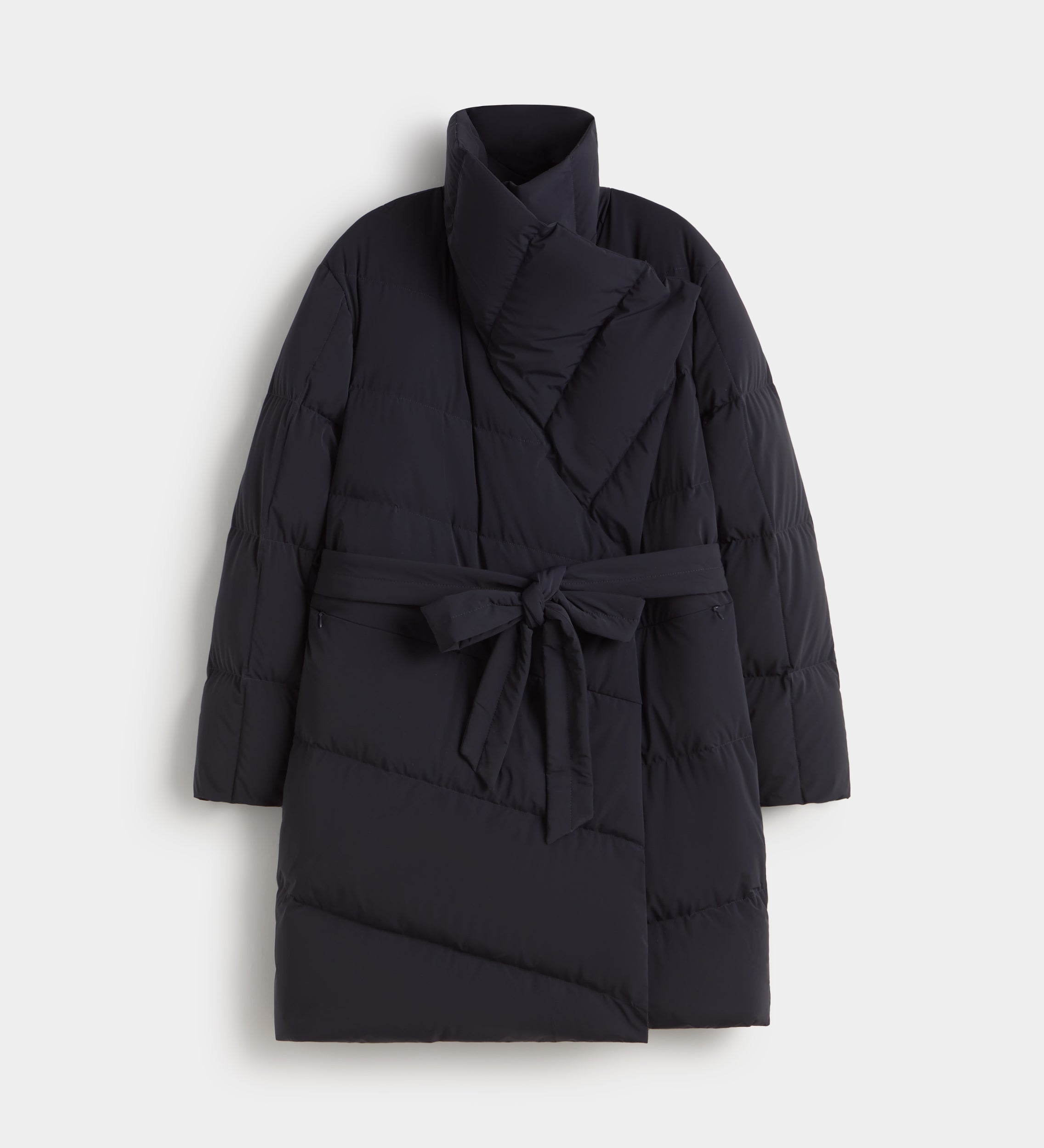 Asymmetric quilted parka
