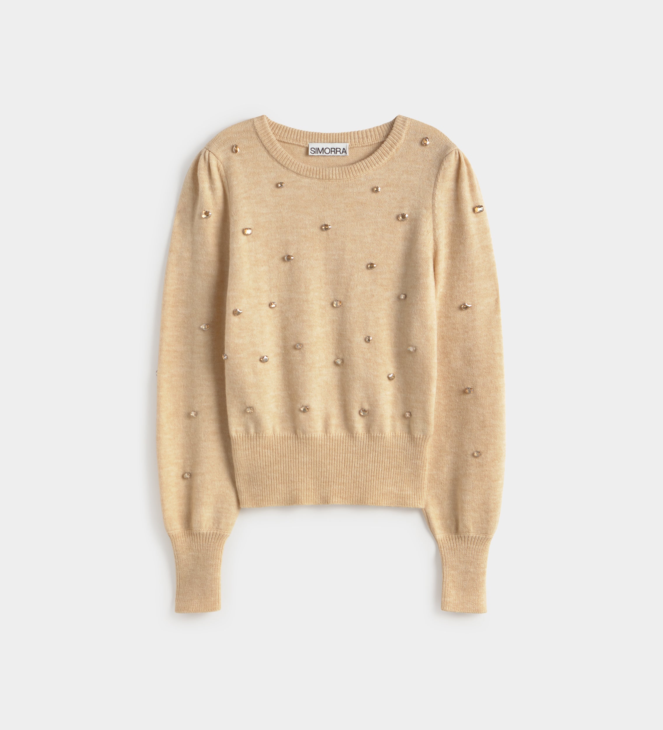 Knit sweater with rhinestones